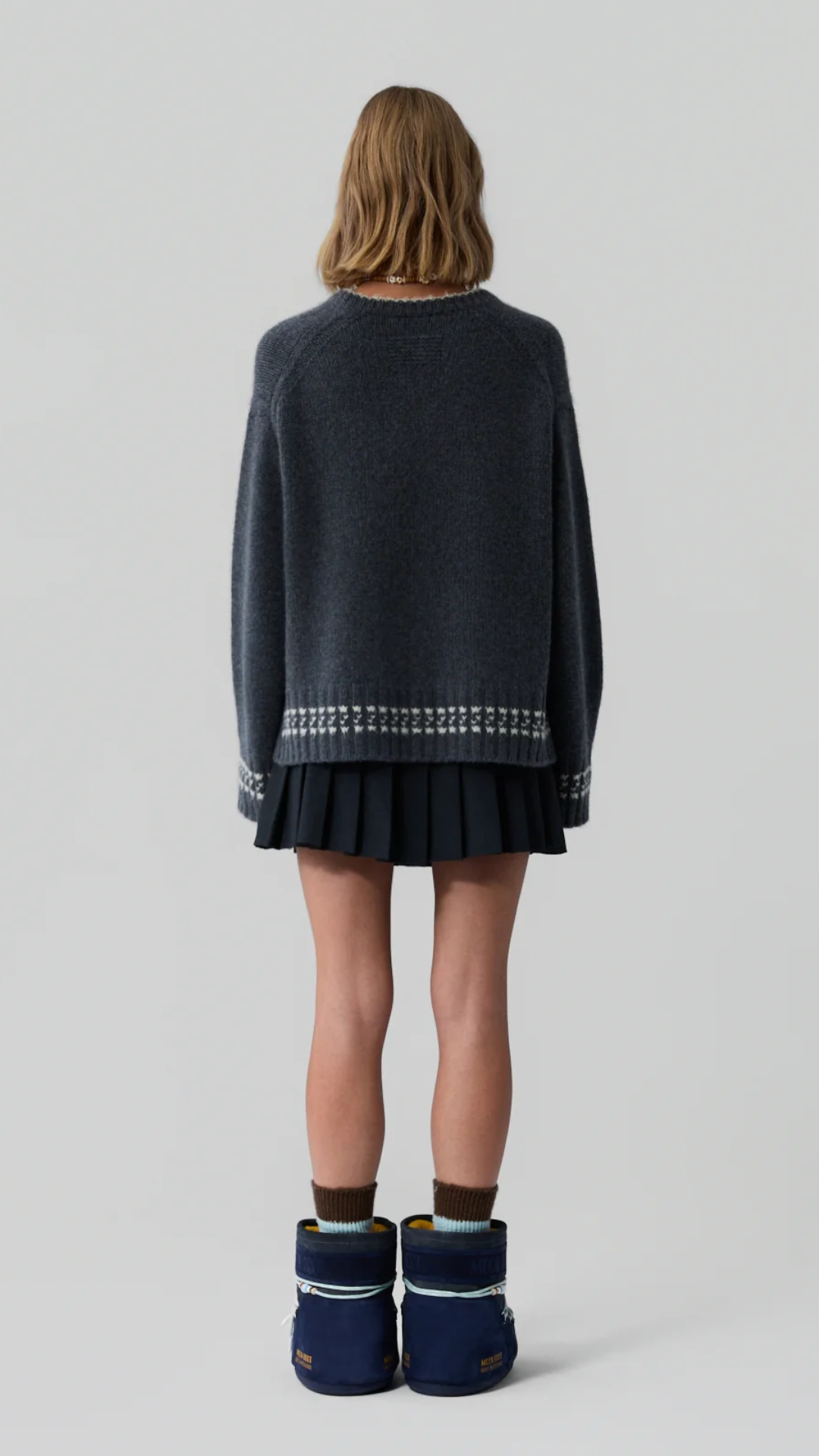 Guest in Residence Tipped Cozy Crew Sweater in Charcoal