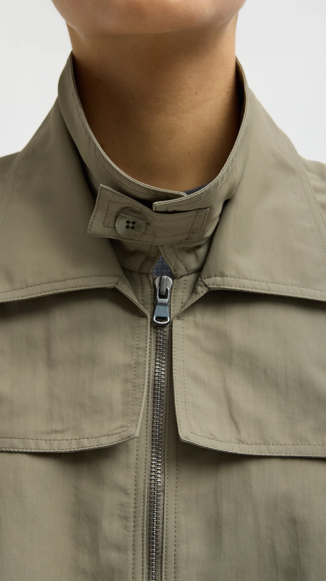 Tibi Techy Twill Trapeze Anorak Bomber in Dark Hazel