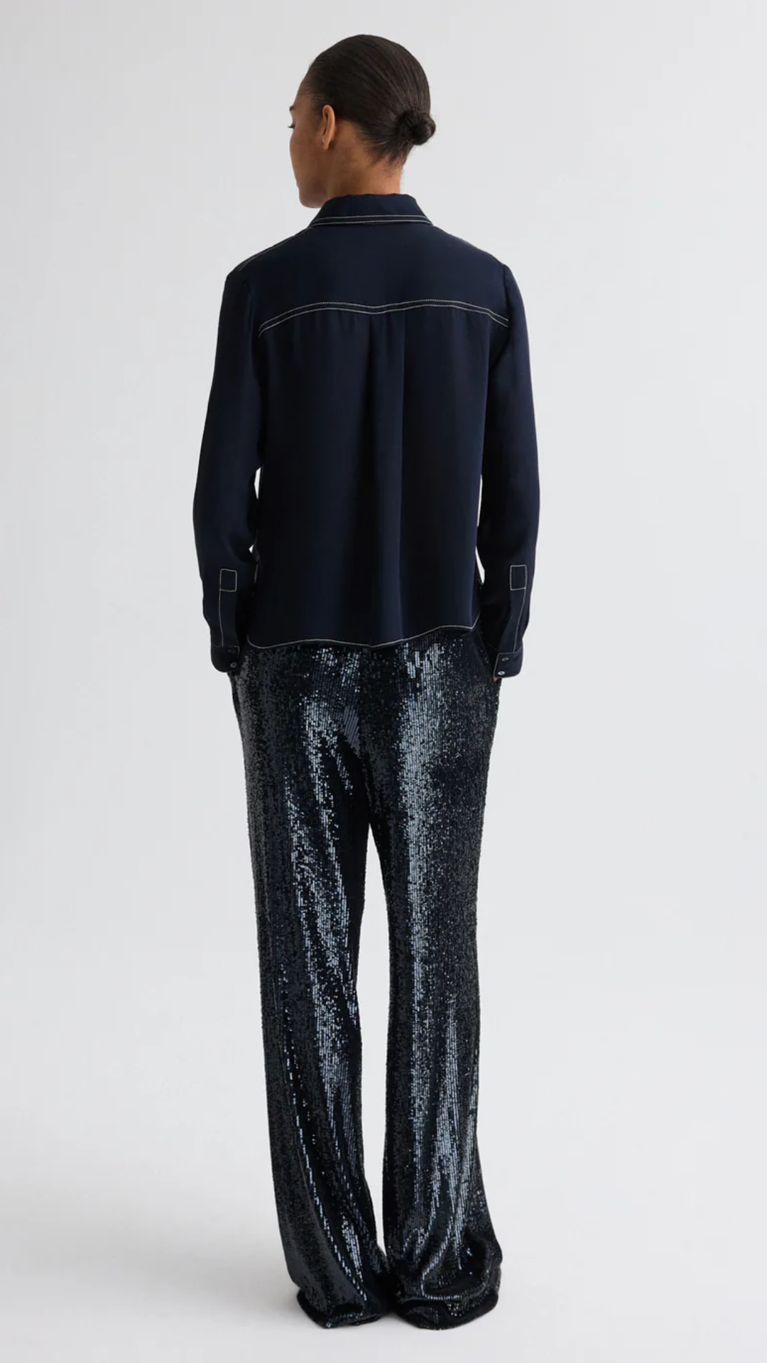 TWP Carter Topstitch Shirt in Midnight