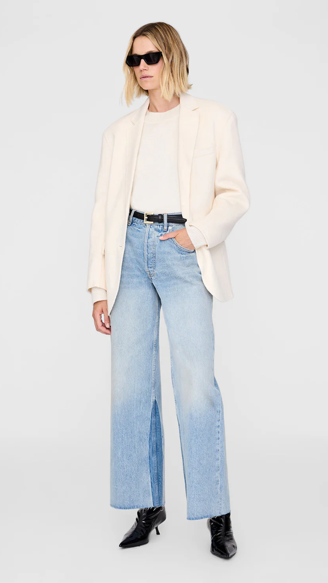 Anine Bing Lee Crew Sweater in Cream