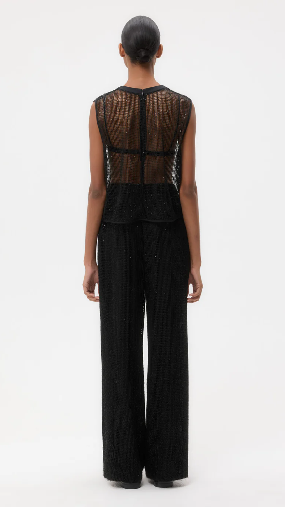TWP Sulli Mini Sequin Netting Pant in Black