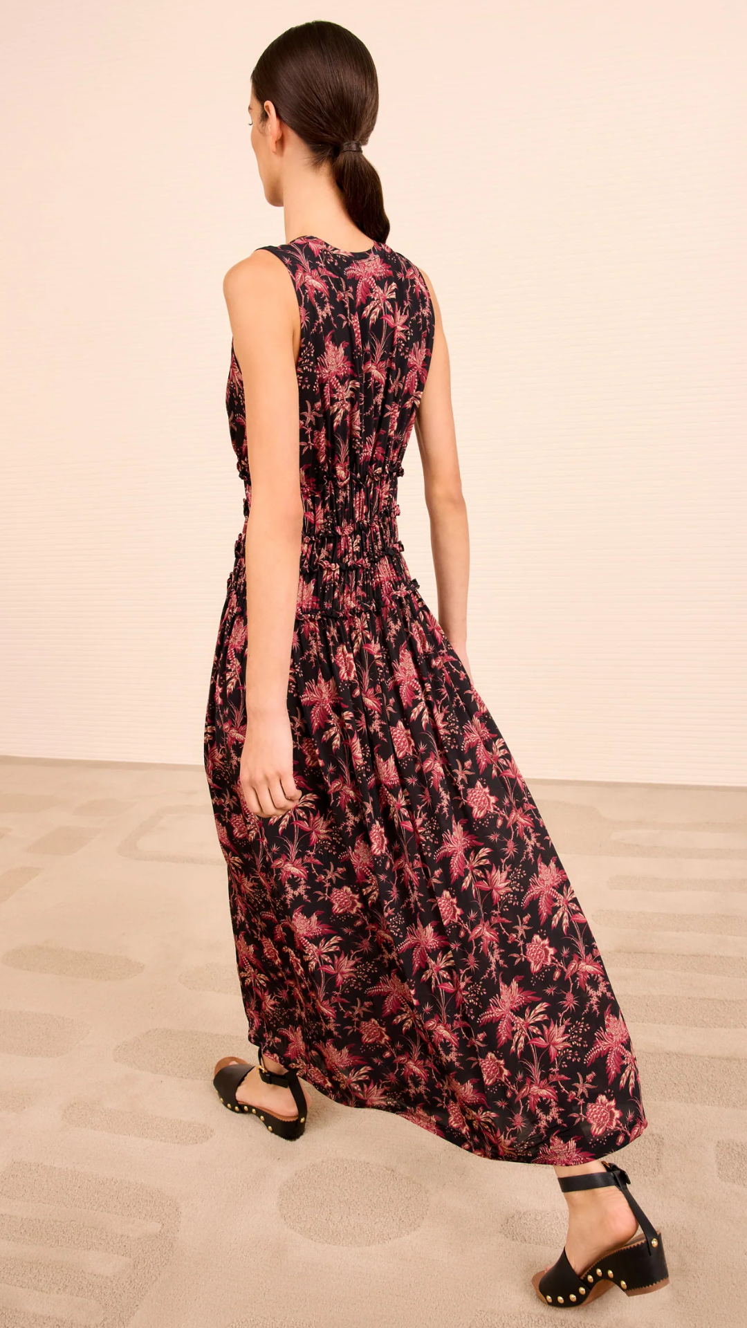 Ulla Johnson Kamaria Ruched Waist Dress in Midnight Lily