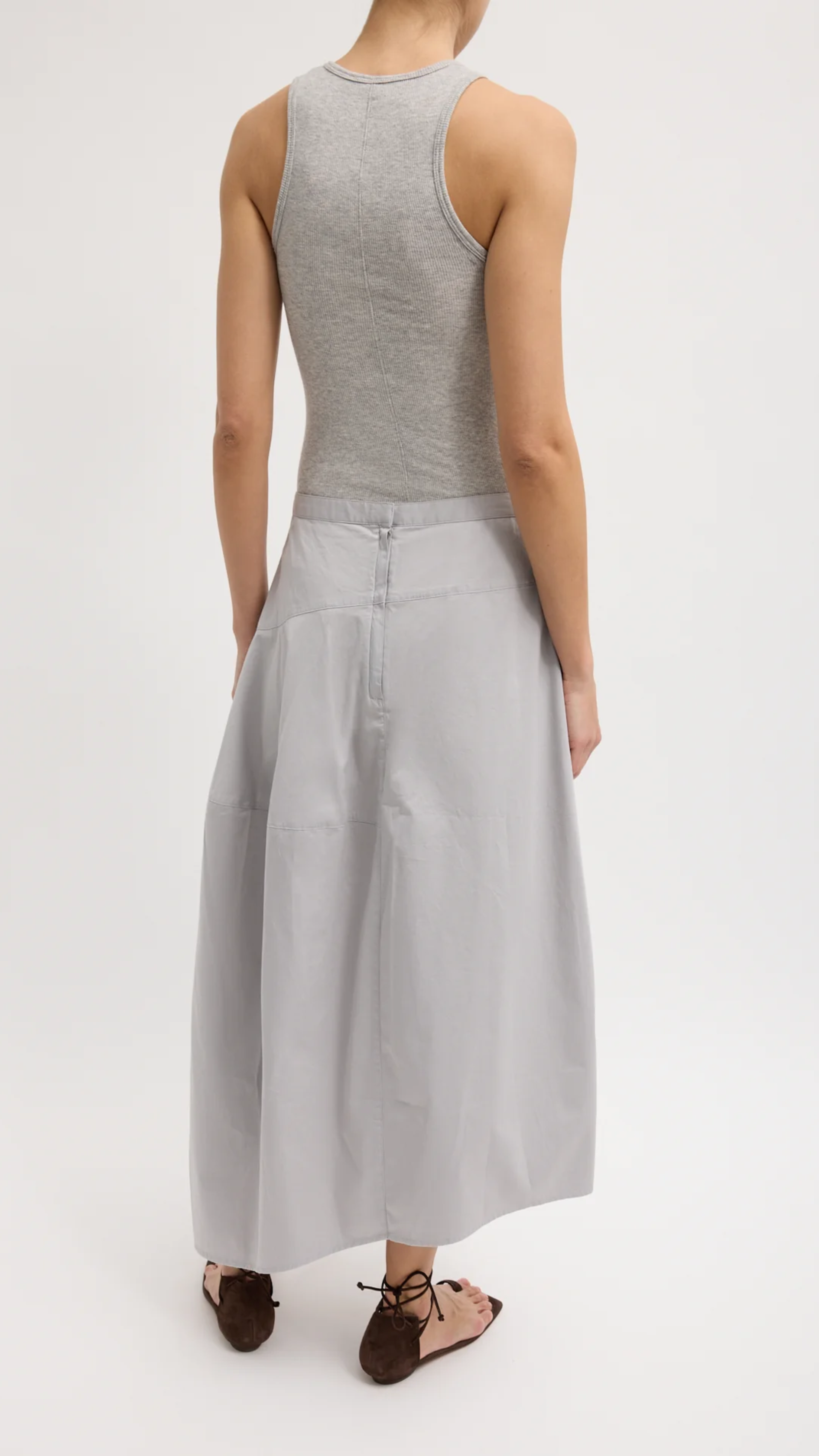 Tibi Silky Cotton Asymmetrical Balloon Skirt in Grey