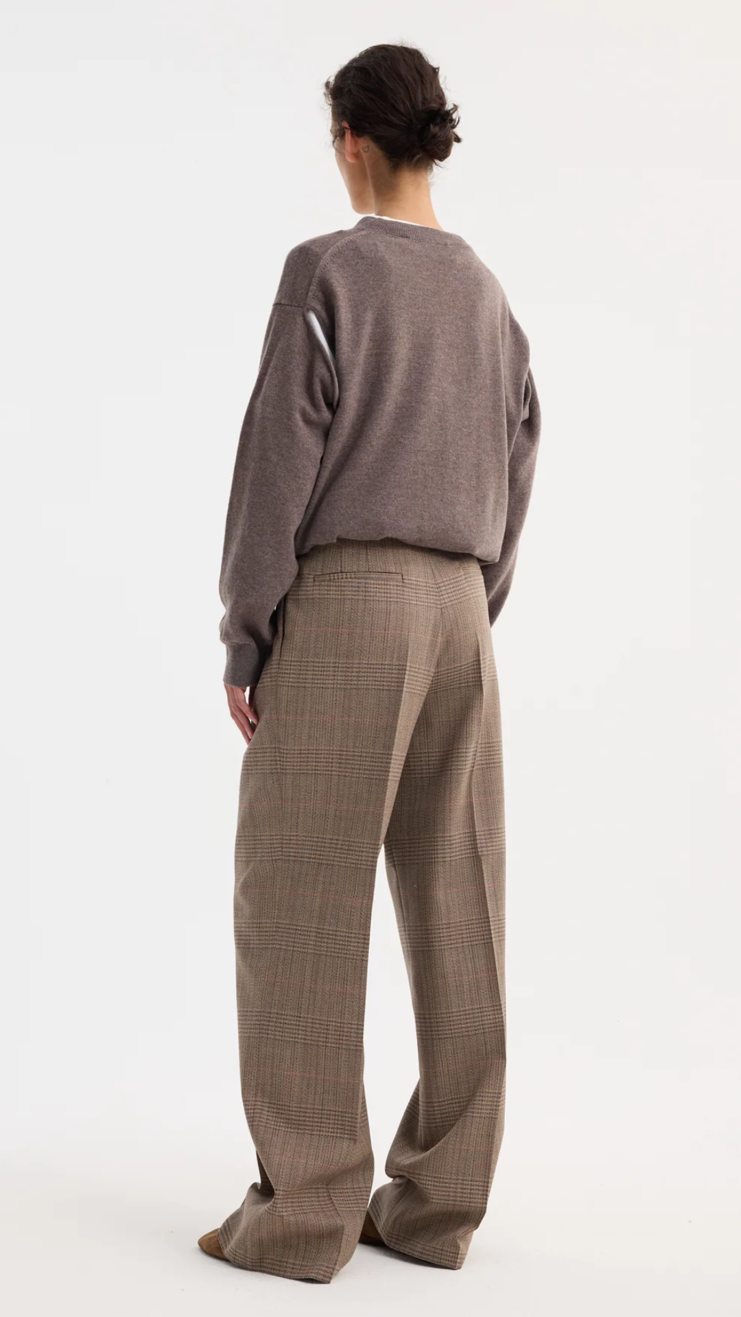 Rohe Mid Waist Wool Trouser in Prince of Wales