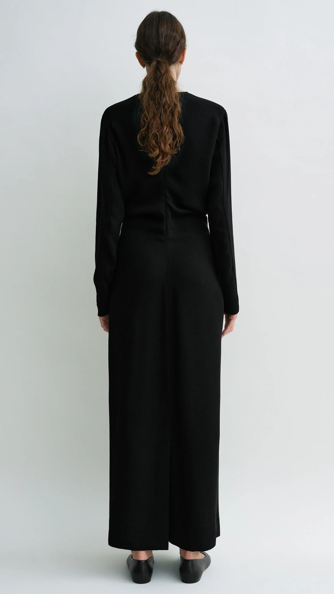 Toteme Long Sleeve Slouch Waist Dress in Black