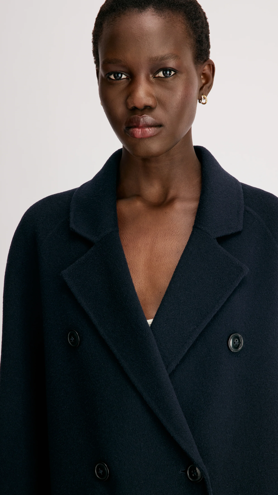 Loulou De Saison Irvin Double Breasted Coat in Navy Melange