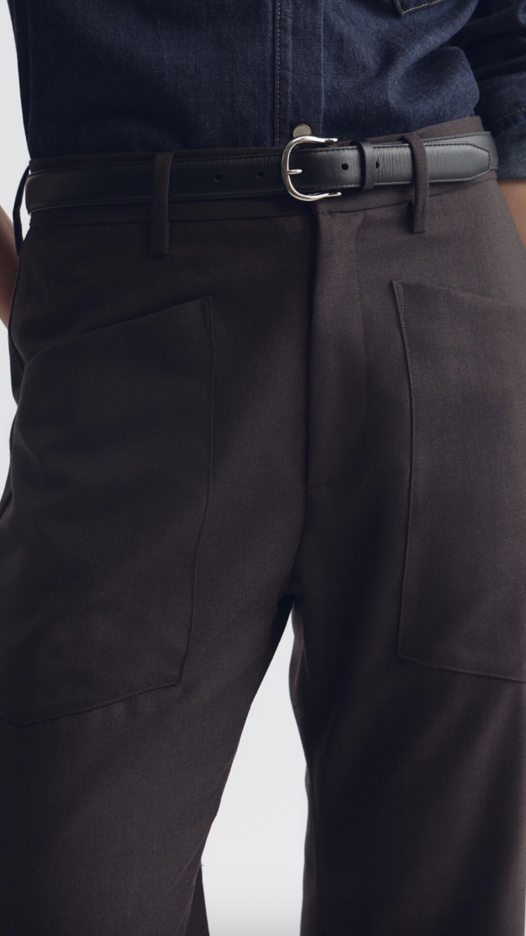 Nili Lotan Shon Wool Pant in Brown Herringbone
