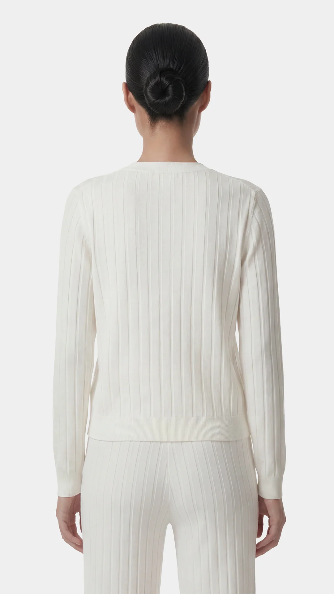Sporty & Rich SRC Ribbed Cardigan in Ecru/Navy