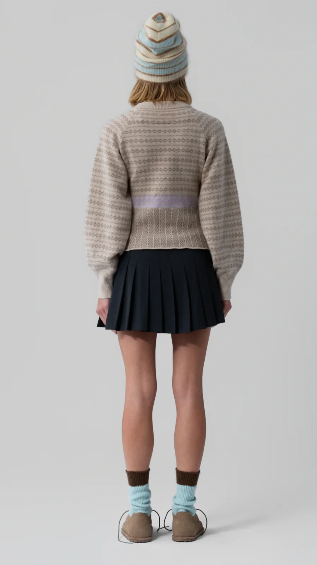 Guest in Residence Fairisle Sculpted Cardigan in Sandstone