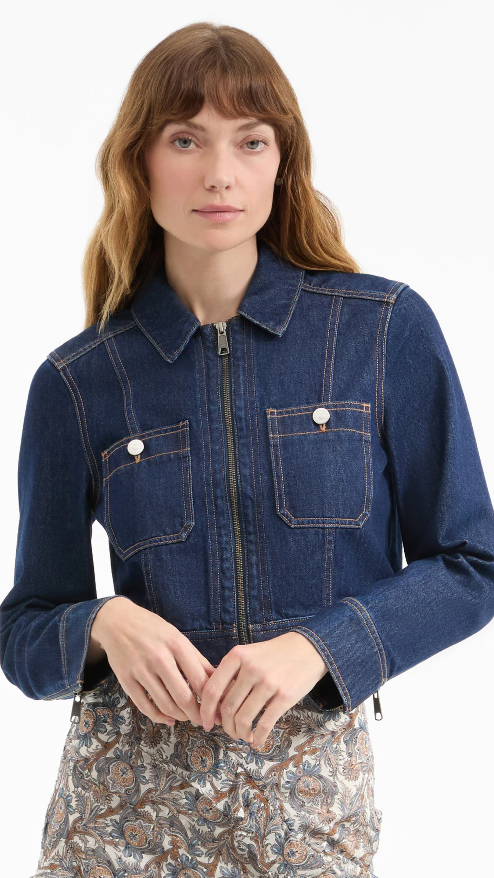 Veronica Beard Patty Cropped Denim Jacket in Indigo Rinse