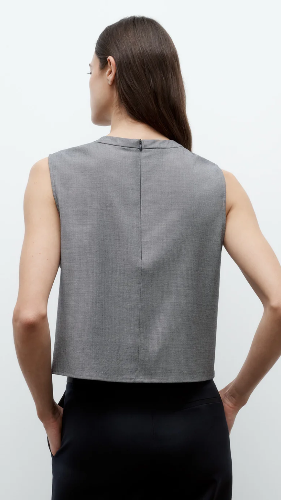 TWP Cropped Muscle Tank in Medium Heather Grey