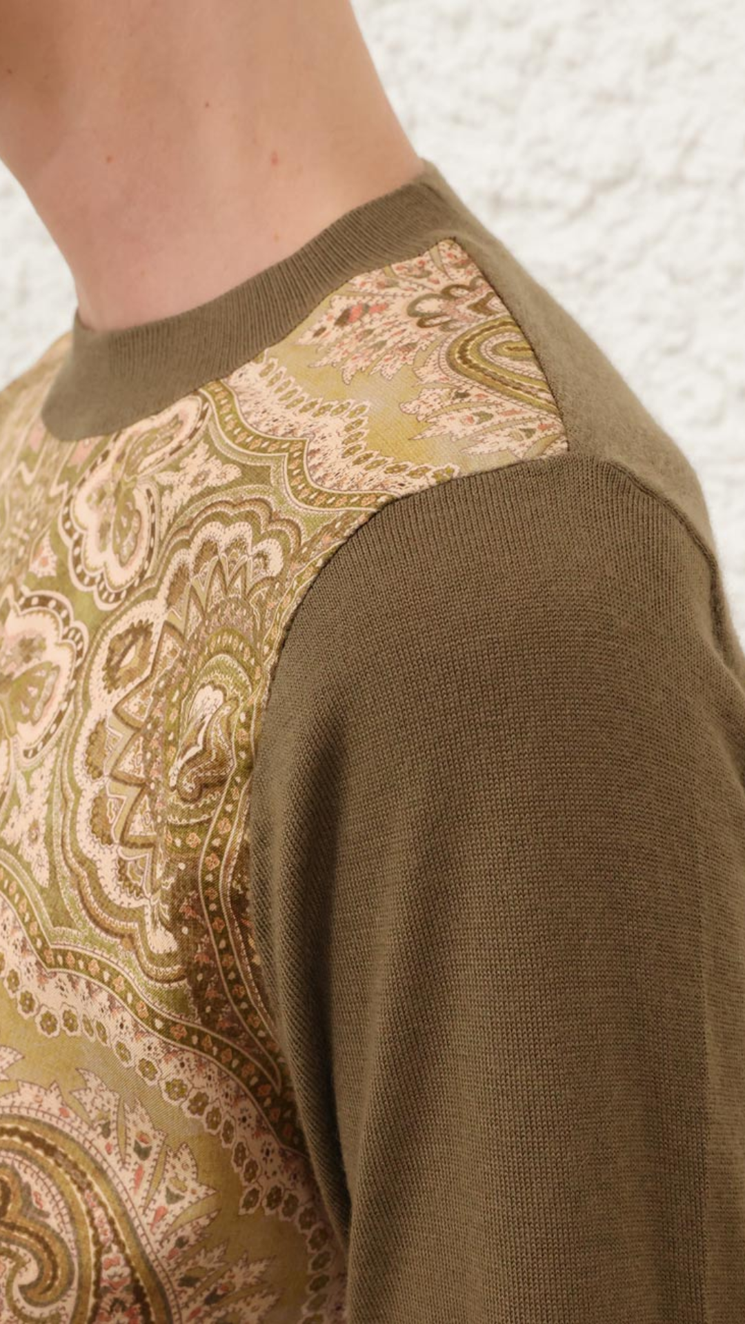 Zimmermann Luna Printed Silk Sweater in Olive