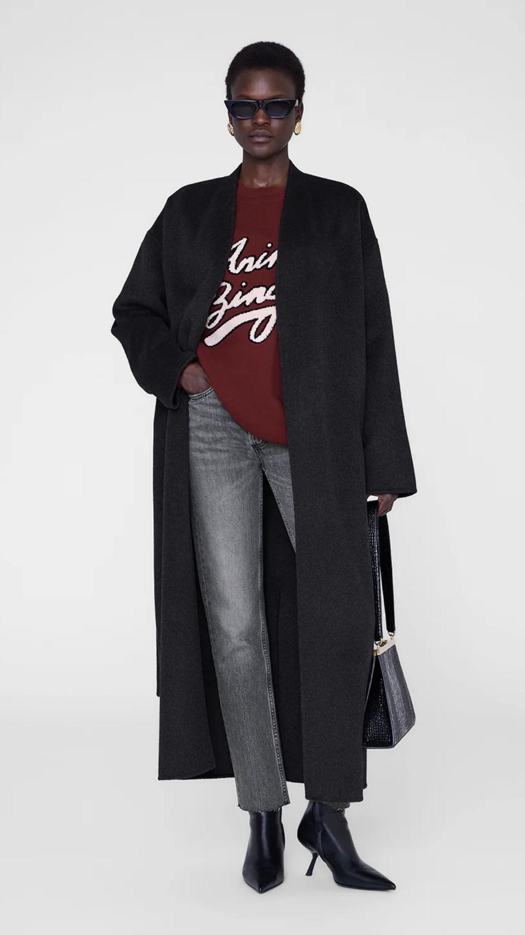 Anine Bing Miles Sweatshirt in Burgundy