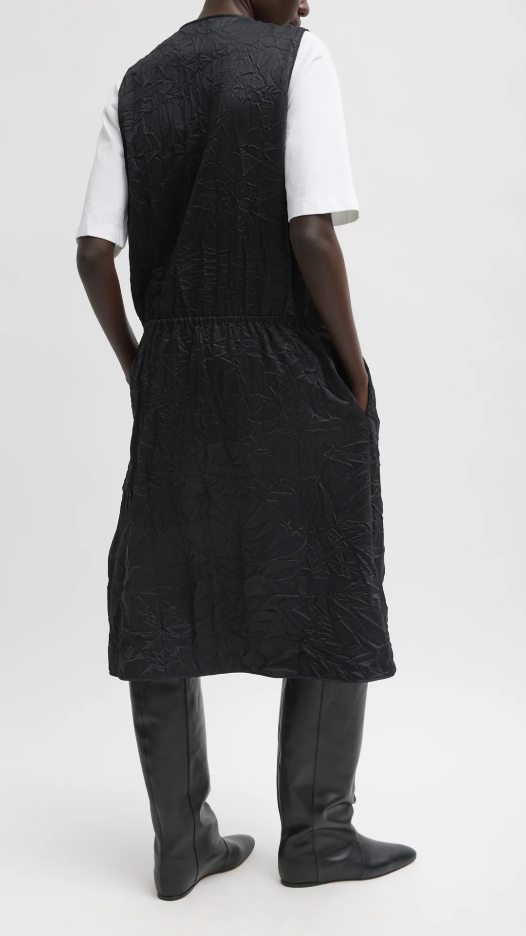 Tibi Tech Crush Wrap Dress in Black