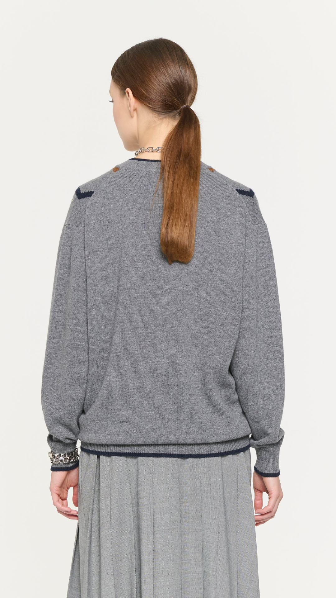 Plan C L/S Intarsia Crew Neck Knit in Multi