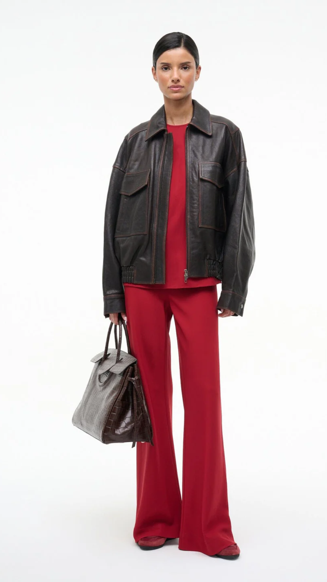 Staud Stroll Pant in Pomegranate