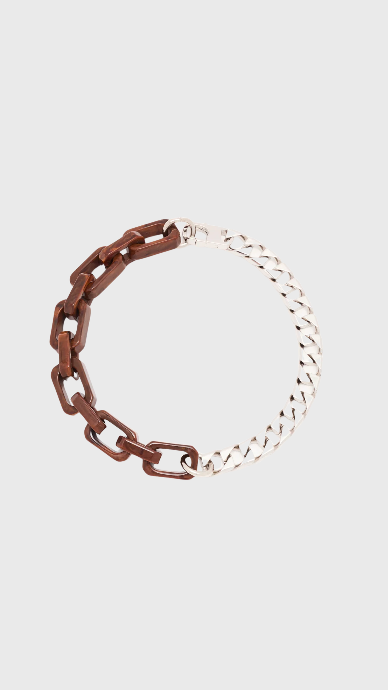 Plan C Flat Chain Necklace in Brown Silver