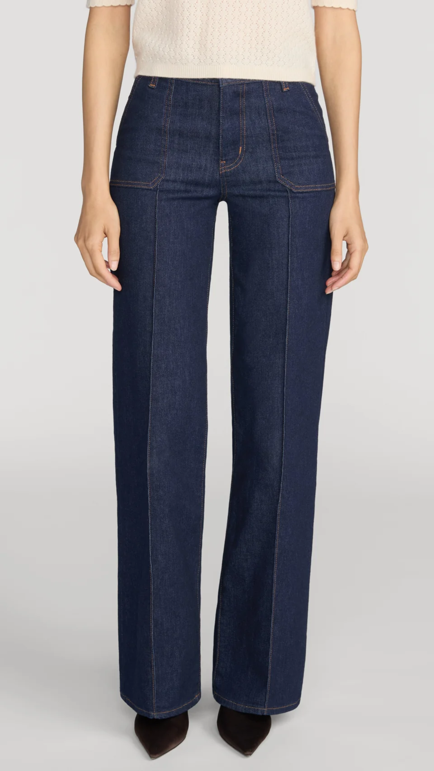 Frame Le Slim Palazzo Pintuck Pocket Jean in Rinse
