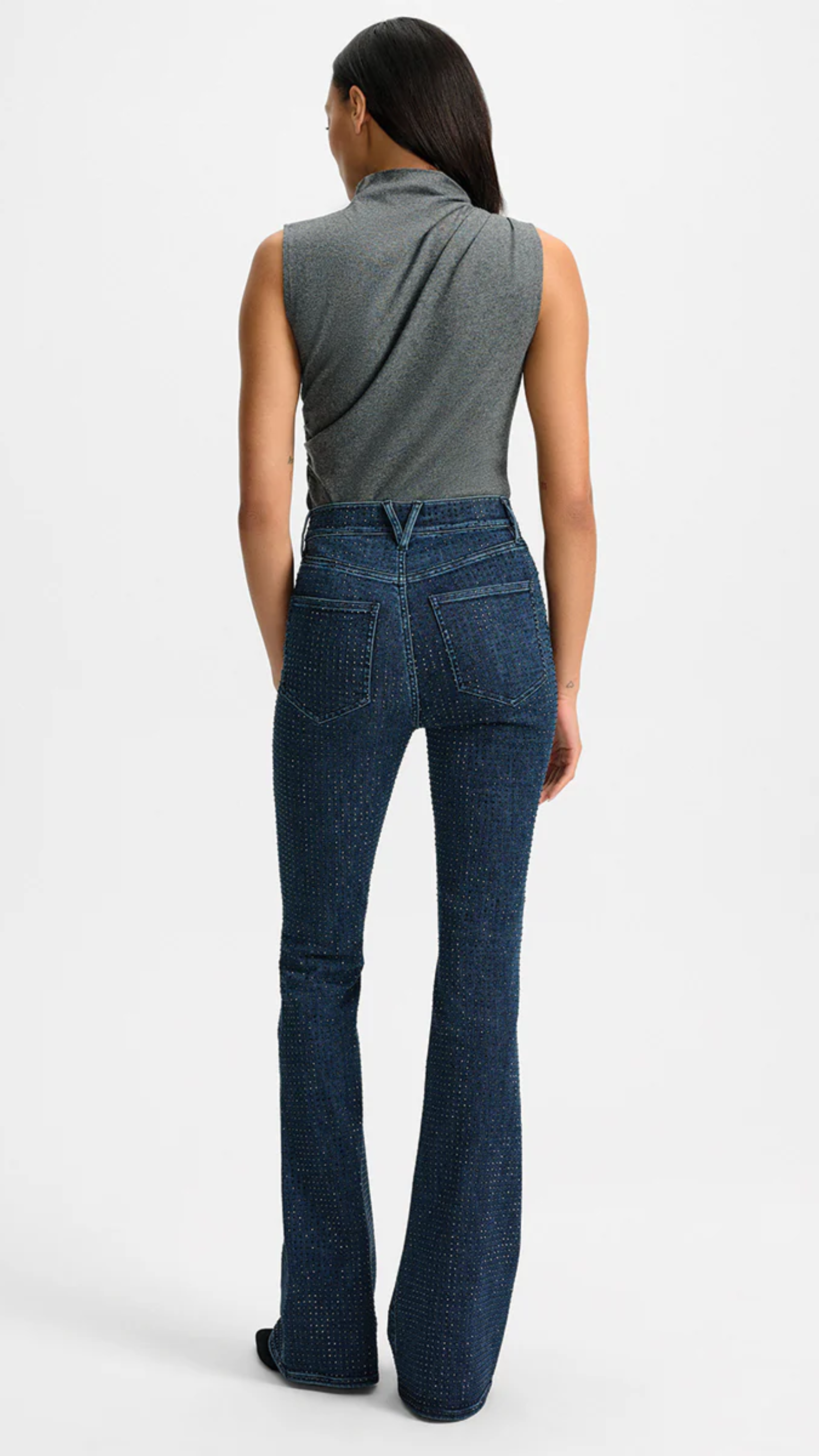 Veronica Beard Mylie Mock Neck Tank Top in Medium Heather Grey