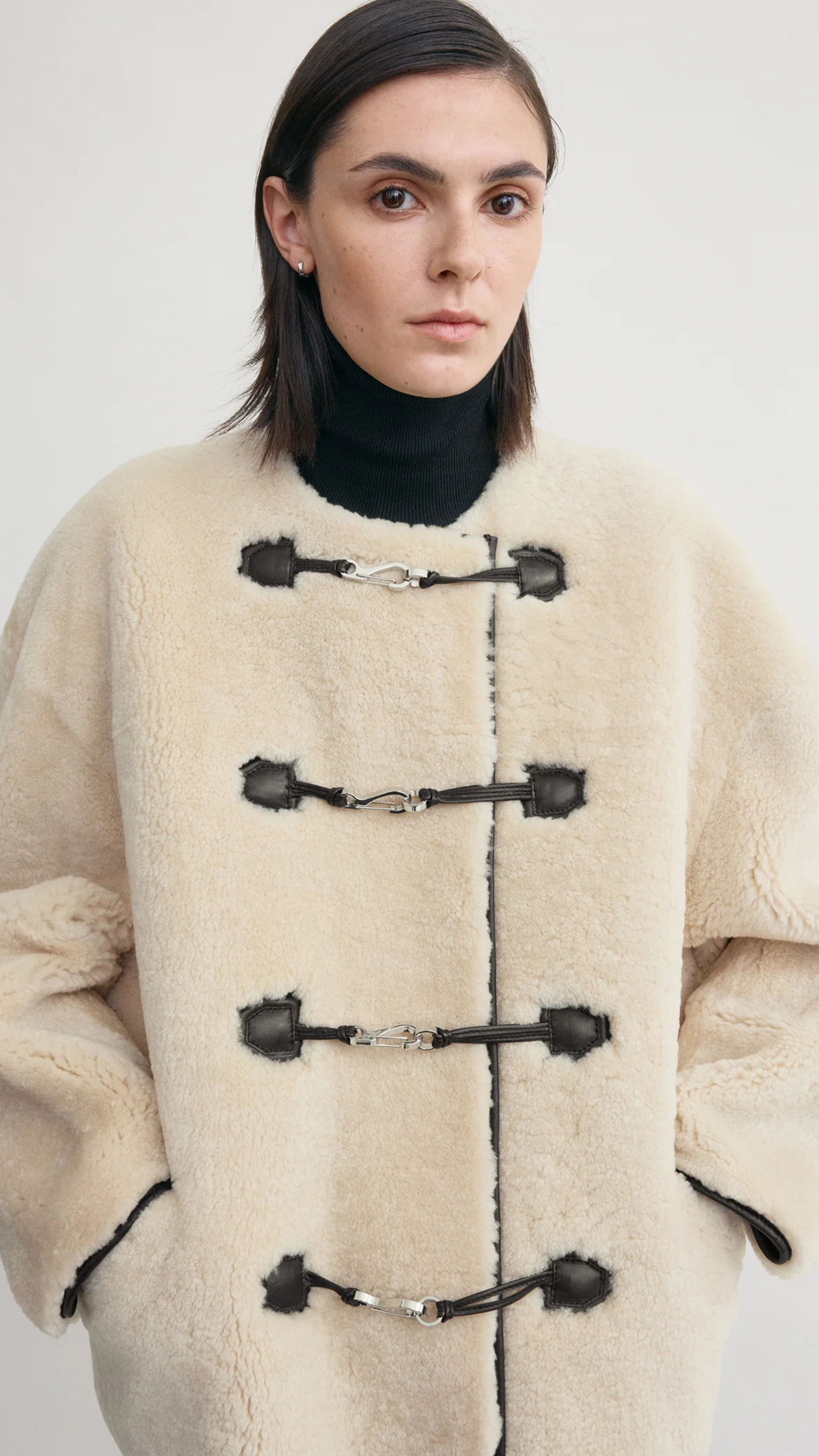 Toteme Teddy Shearling Jacket in Off White