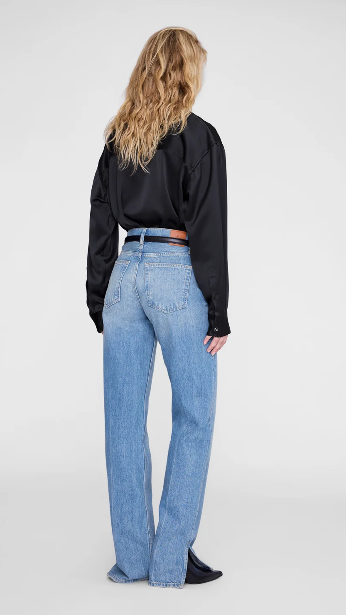 Anine Bing Scott Cropped Shirt in Black