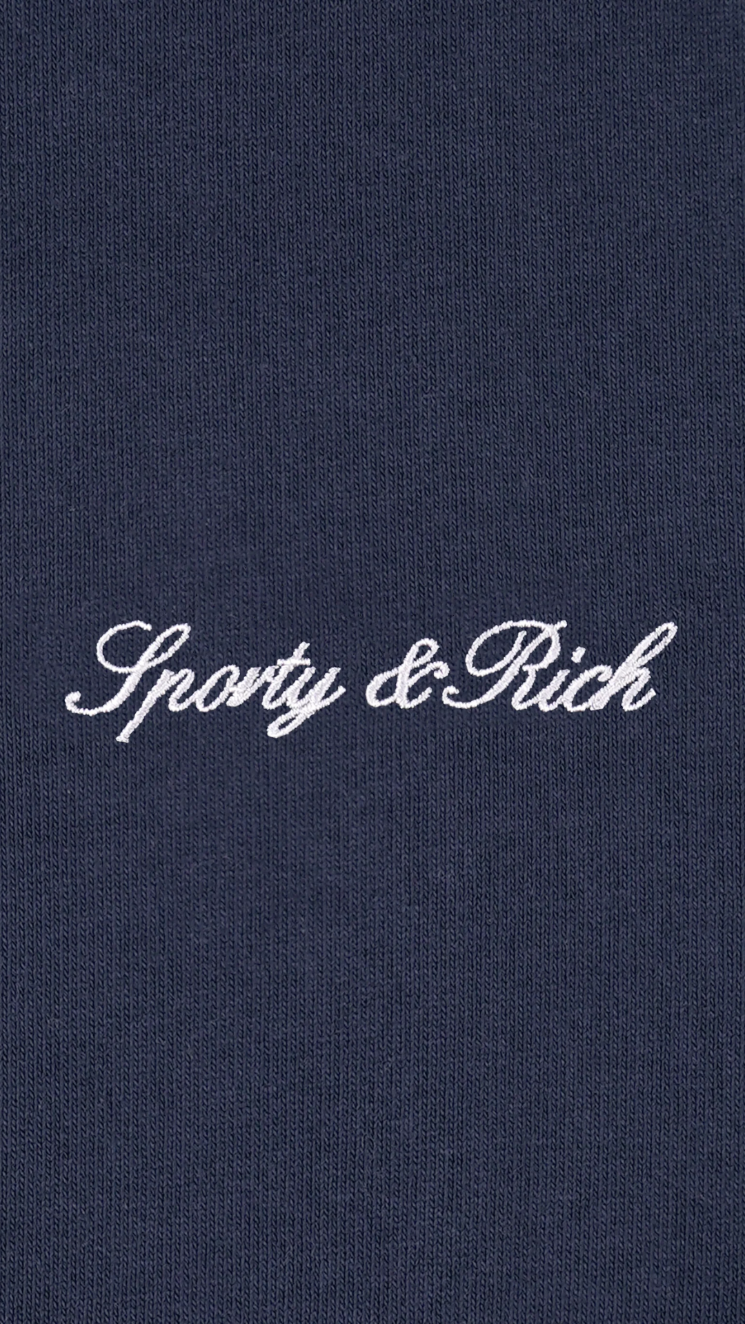 Sporty & Rich Signature Logo Embroidered Zip Hoodie in Light Navy/White