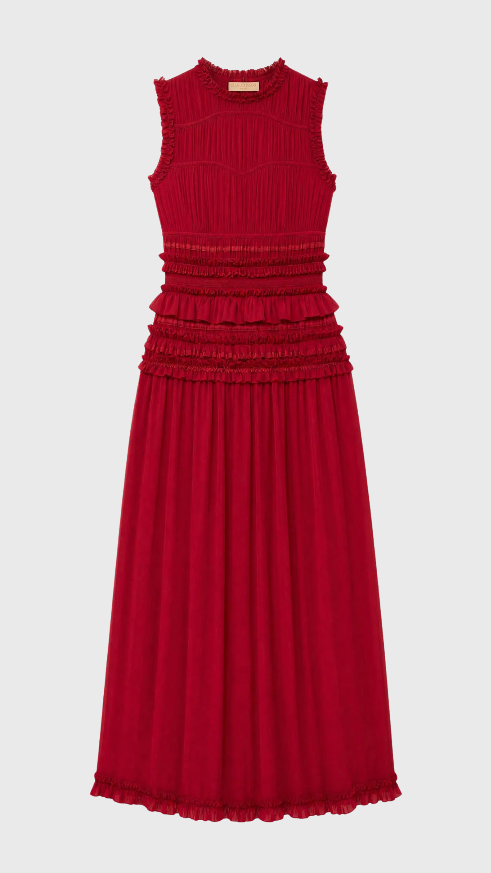 Ulla Johnson Etta Sleeveless Silk Dress in Cerise