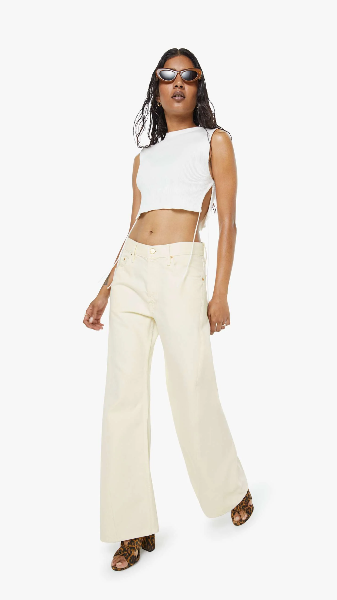 MOTHER Lil Lemon Twist Sneak Jean in Natural