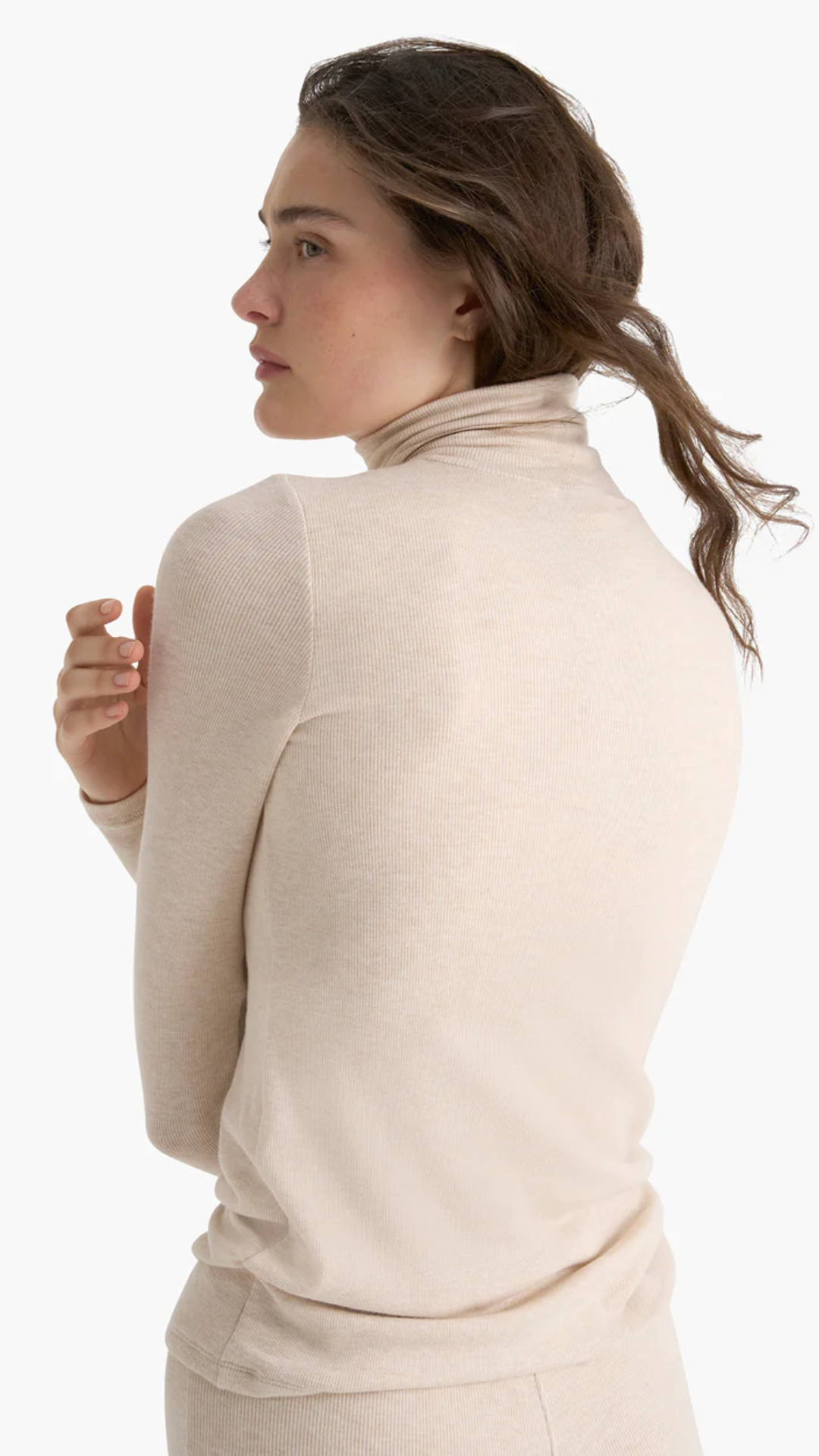 ATM Heathered Modal Rib Turtleneck in Wheat
