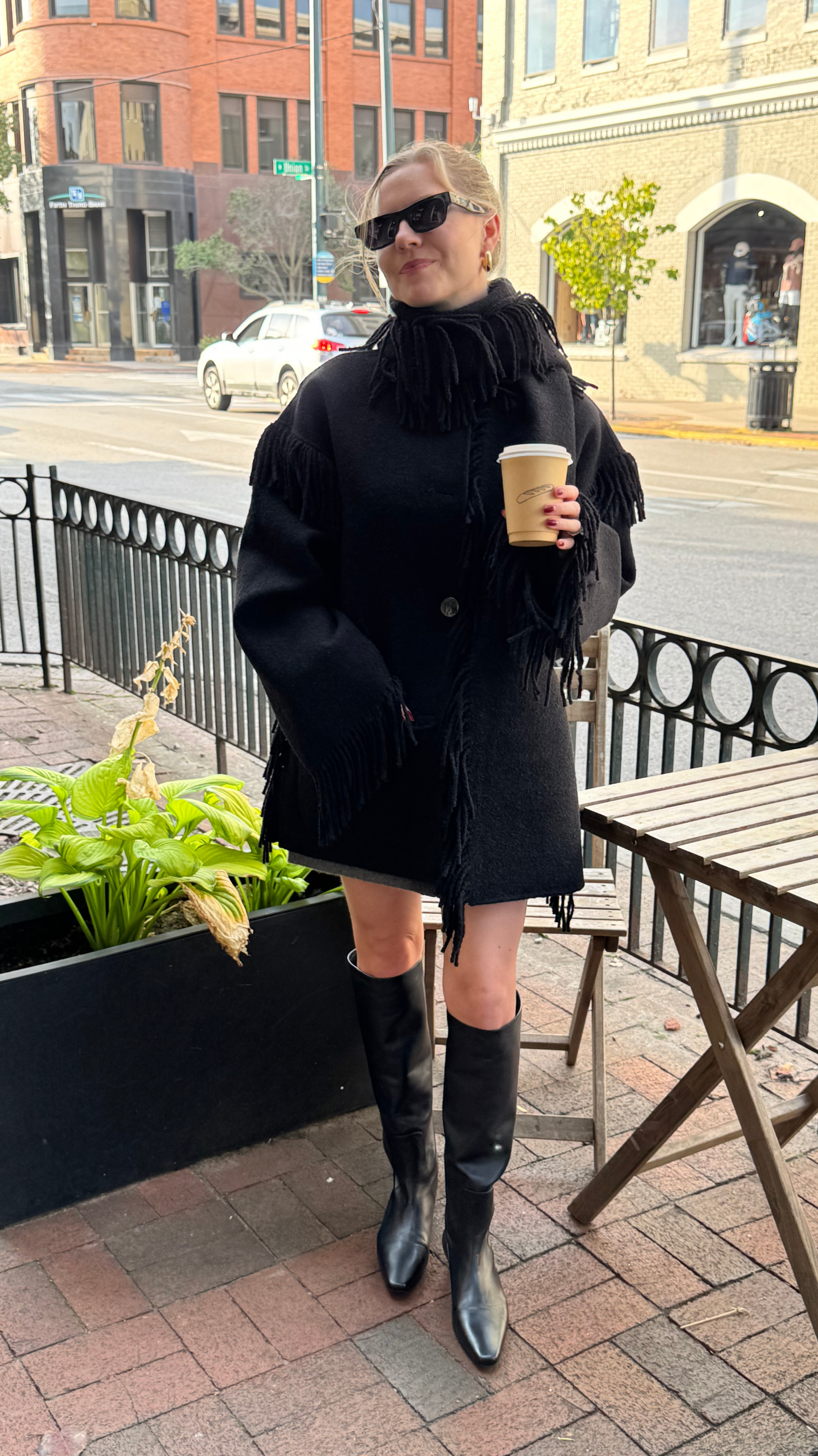 Toteme Fringed Scarf Jacket in Black