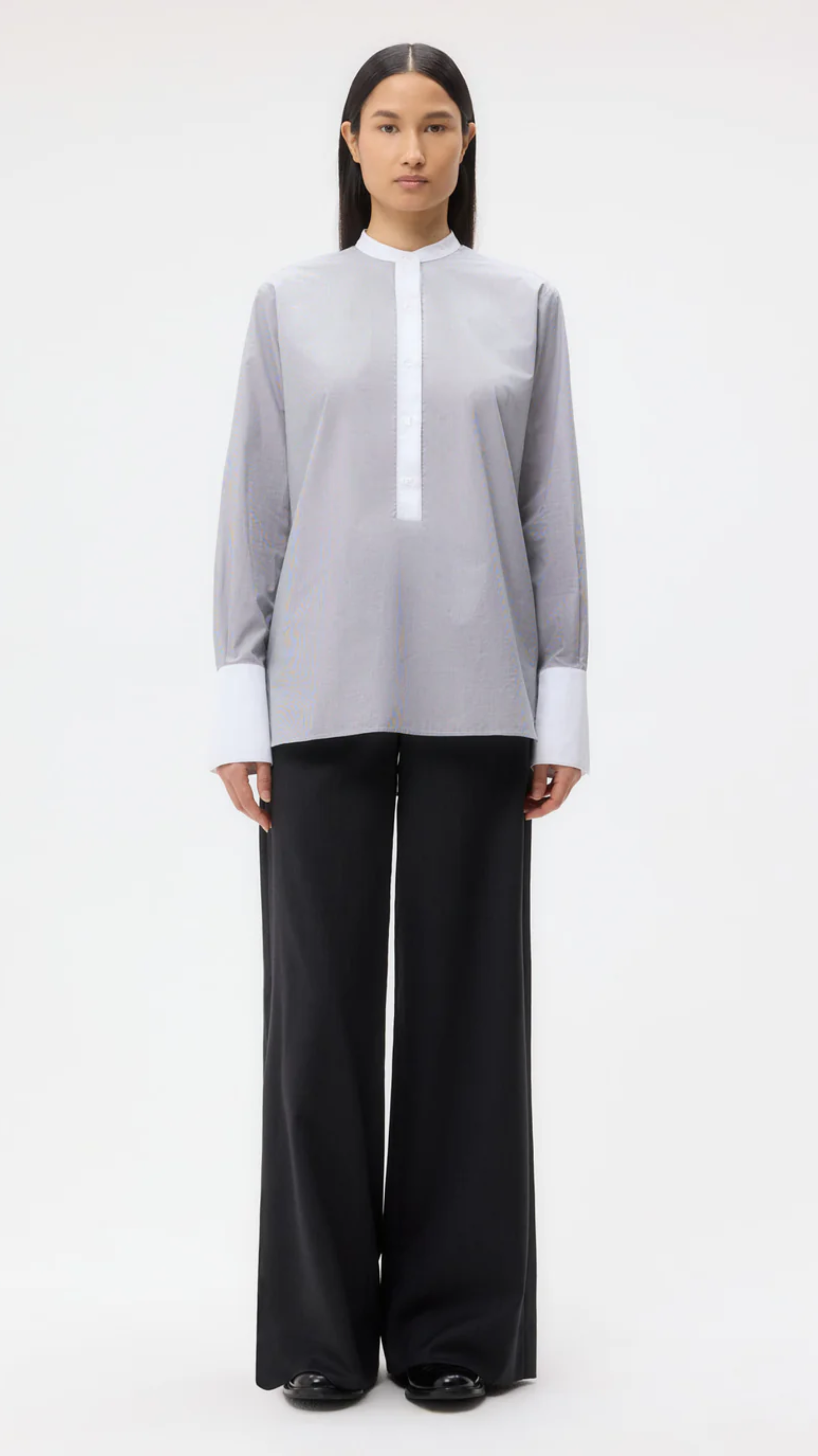 TWP Simple Man Shirt in White Black