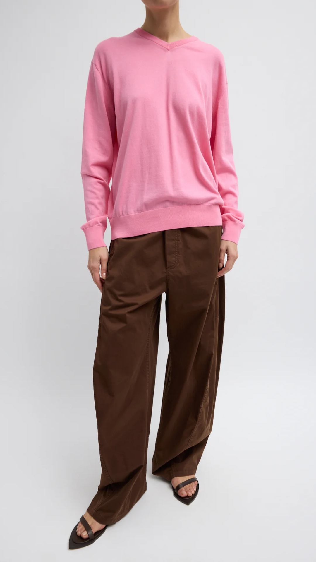 Tibi Silky Cotton Winslow Pant in Brown