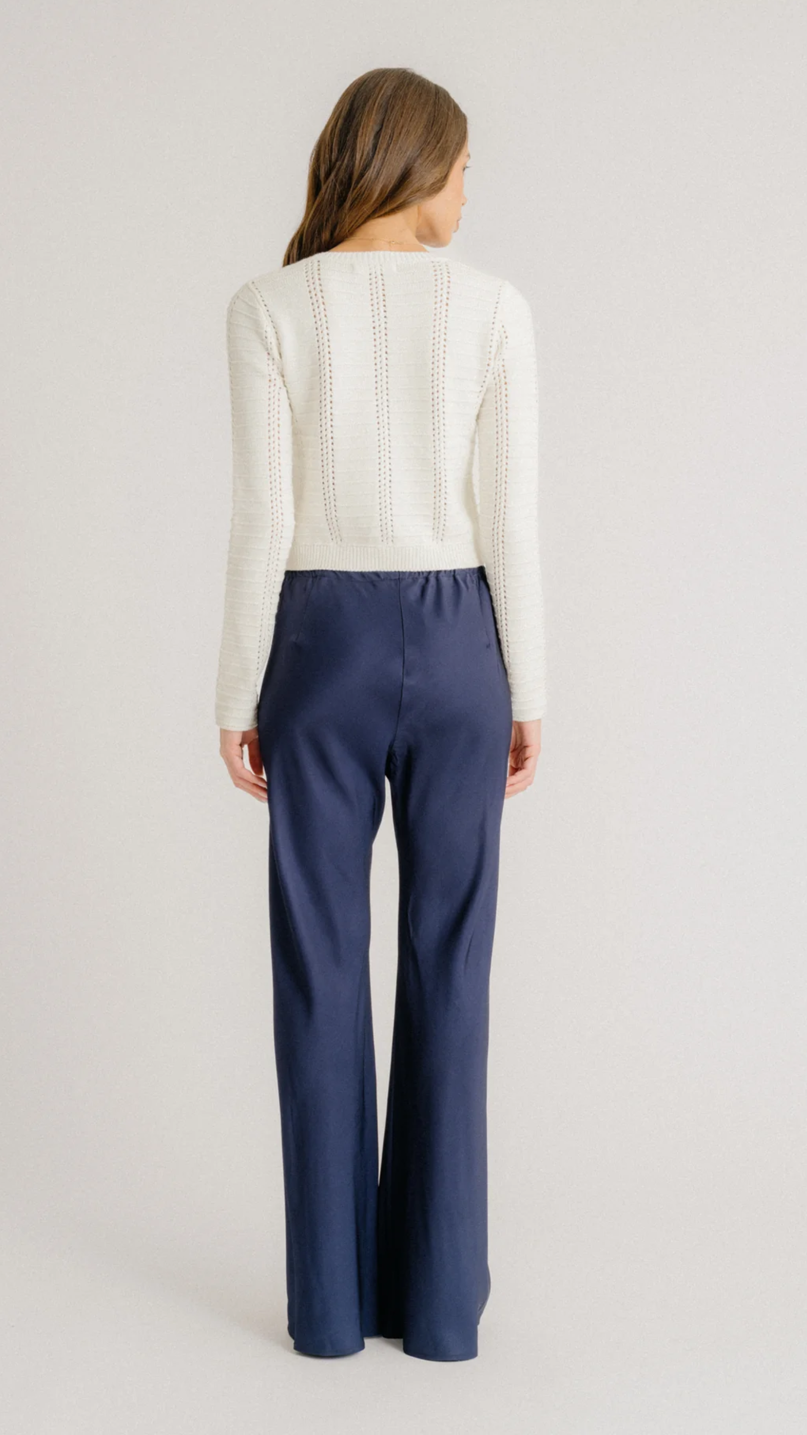 Sablyn Charlotte Slim Crewneck Cardi in Gardenia