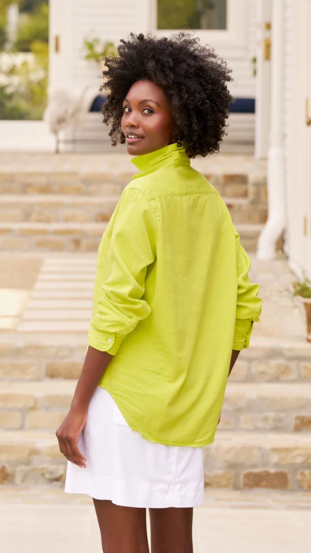 Frank & Eileen Eileen Relaxed Button Up Shirt in Lime