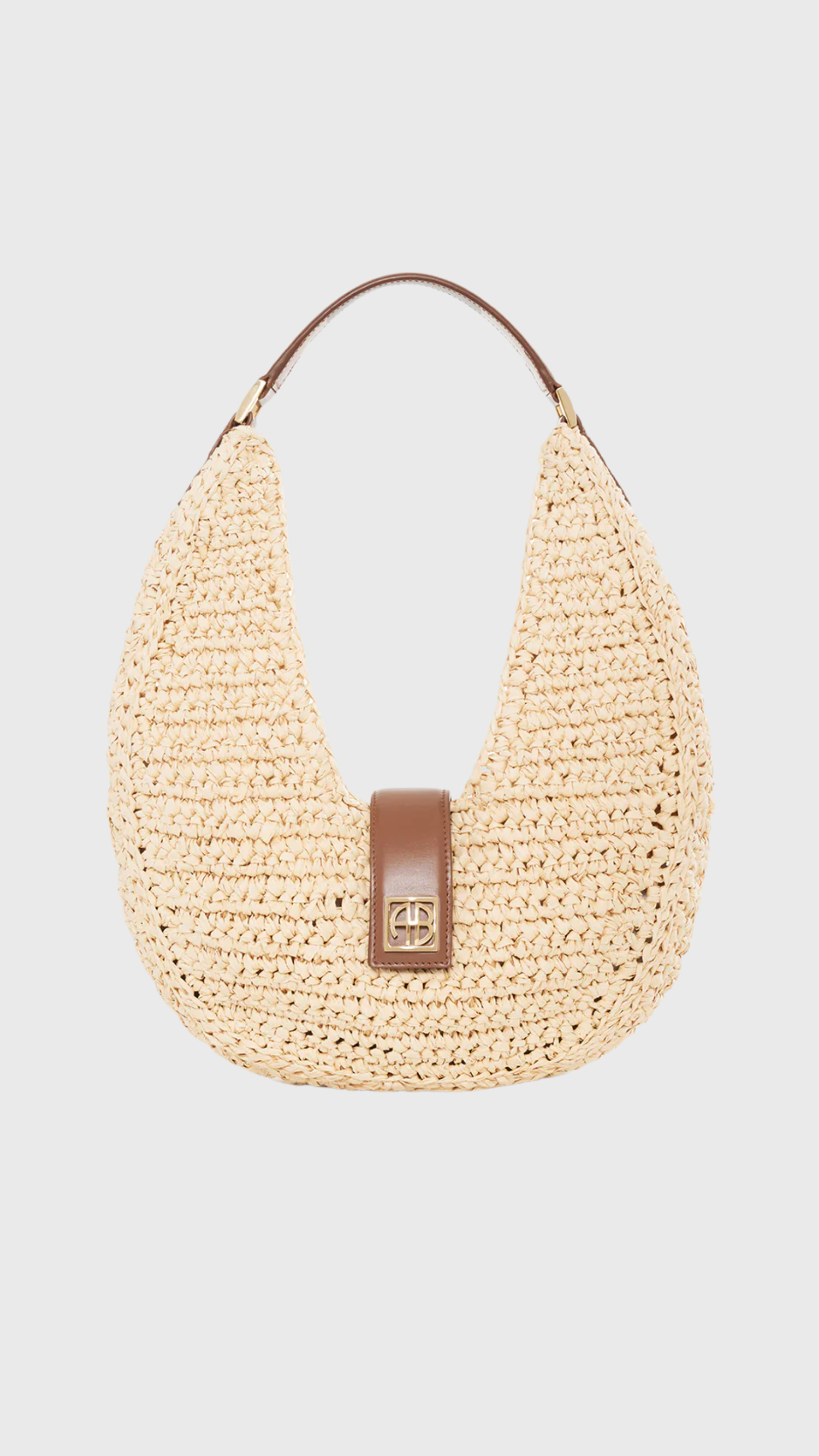 Anine Bing Lou Monogram Bag in Tan