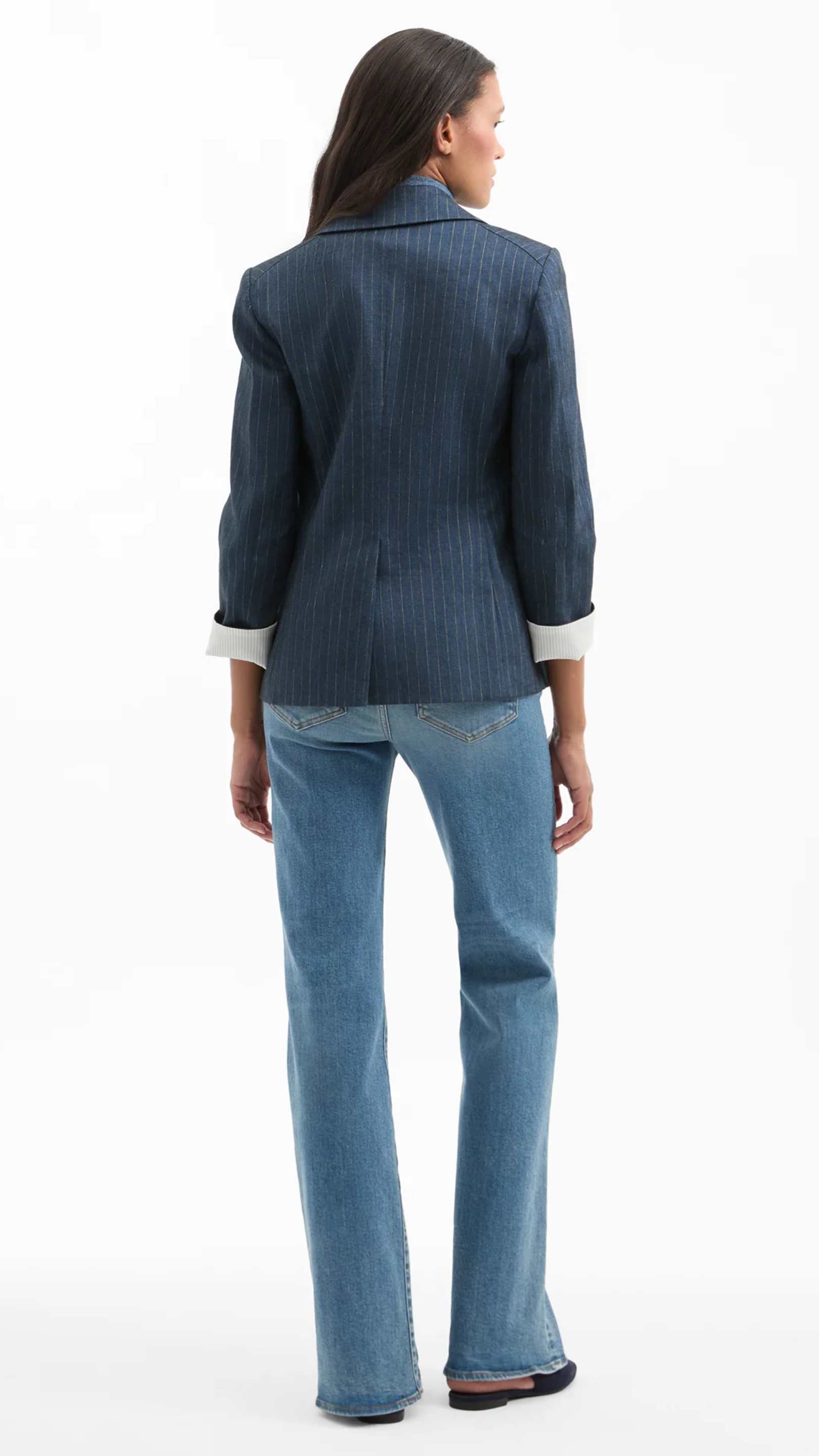 Veronica Beard Obie Pinstripe Dickey Jacket in Blue Dove