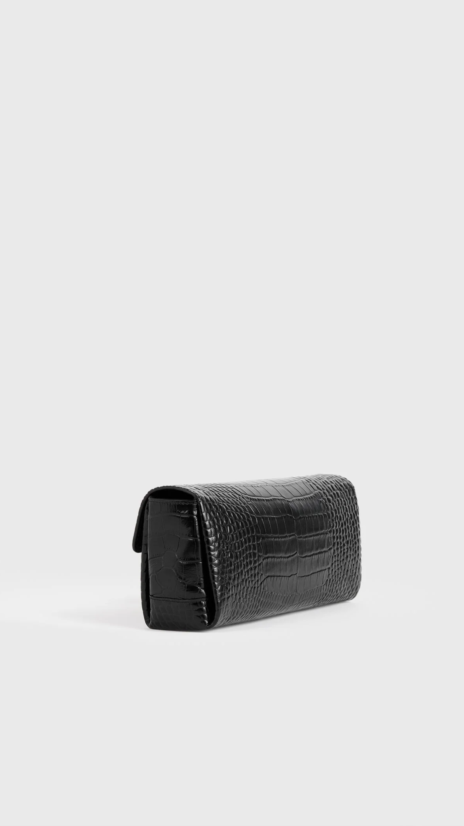 Toteme Soft Croco-embossed T-clutch in Black
