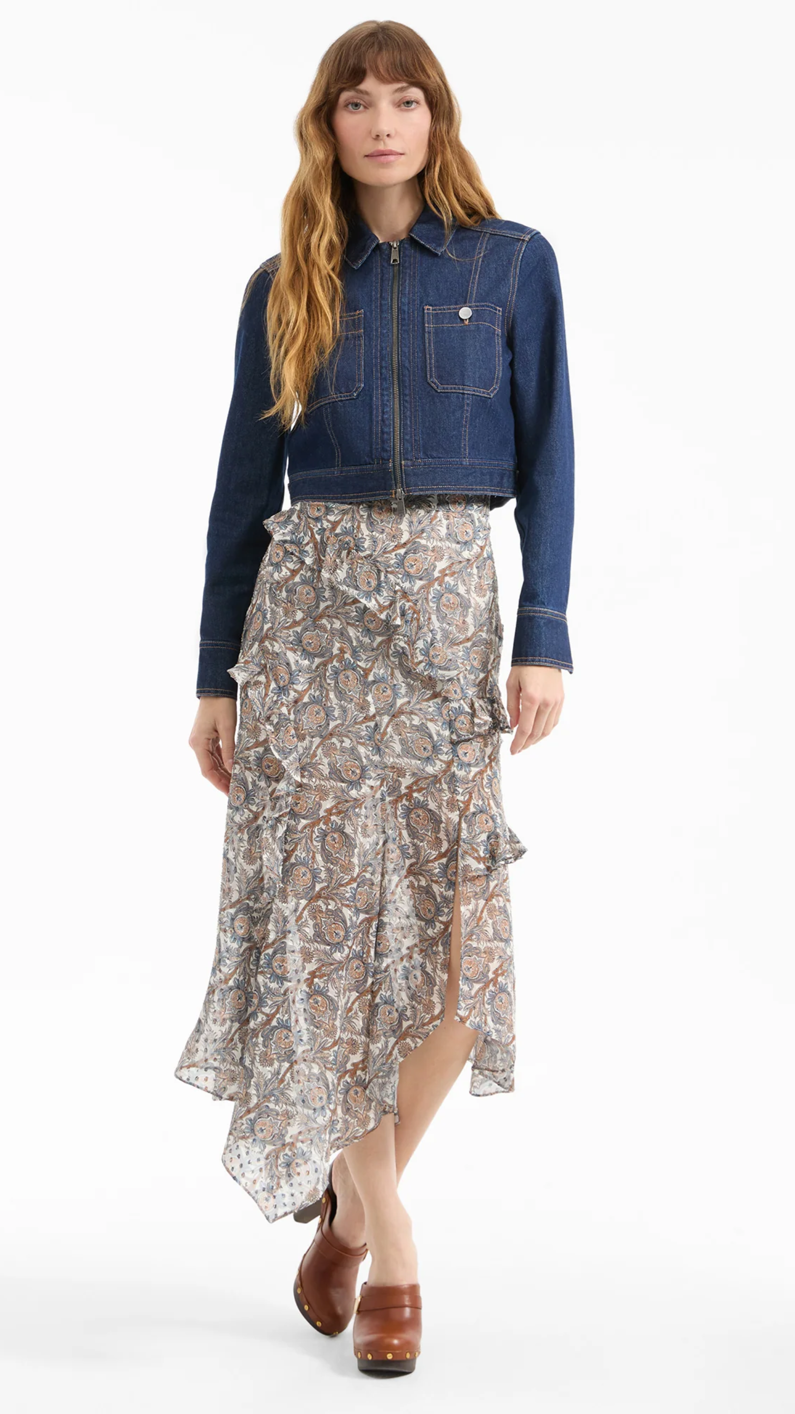 Veronica Beard Patty Cropped Denim Jacket in Indigo Rinse