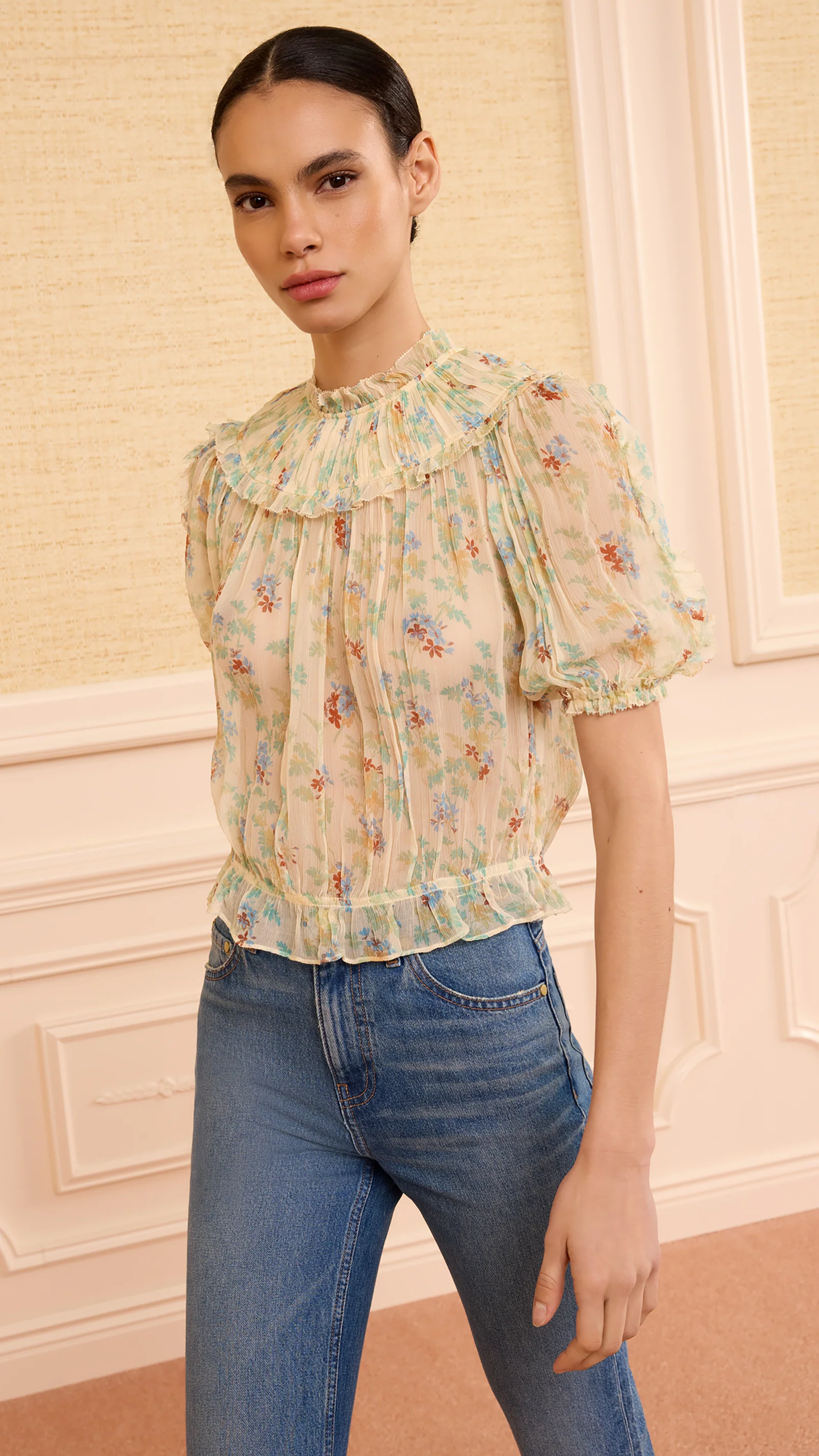 Ulla Johnson Solenne Silk Top in Moon Petal