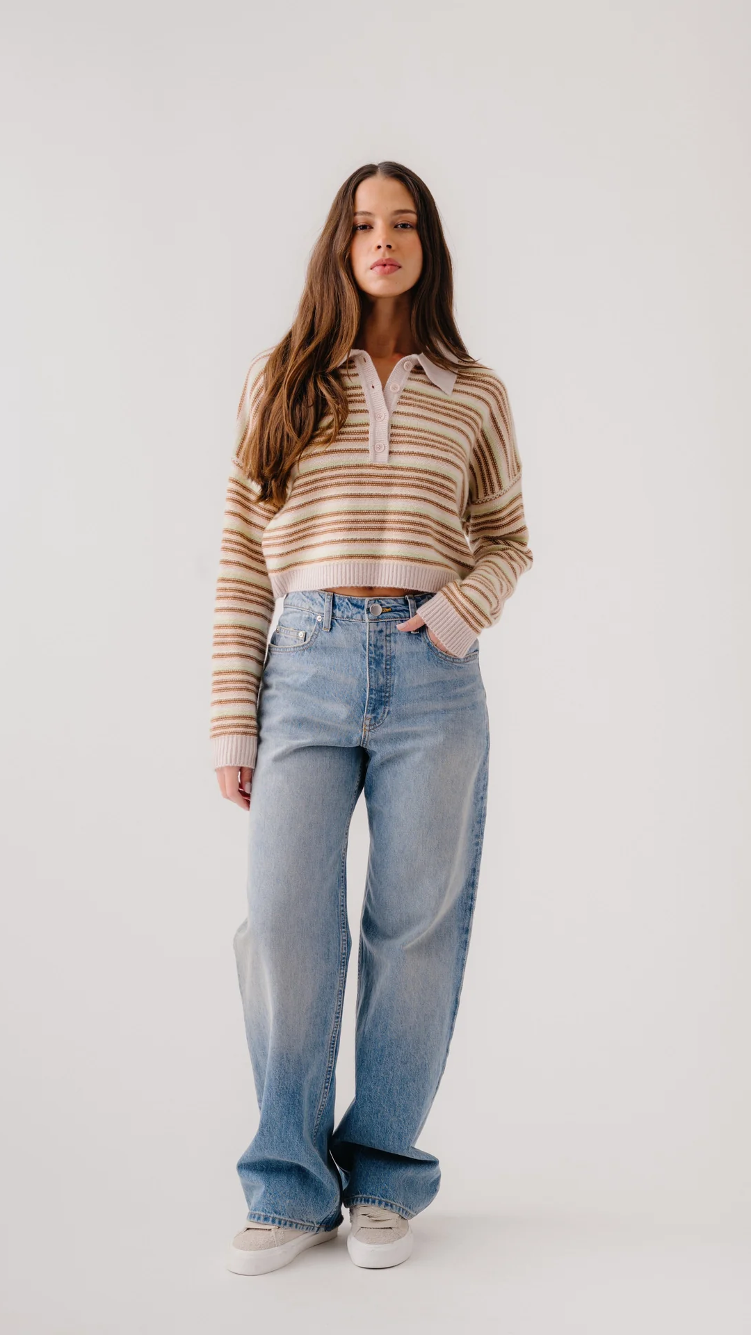 Sablyn Maddie Cropped Stripe Polo in Buttercup