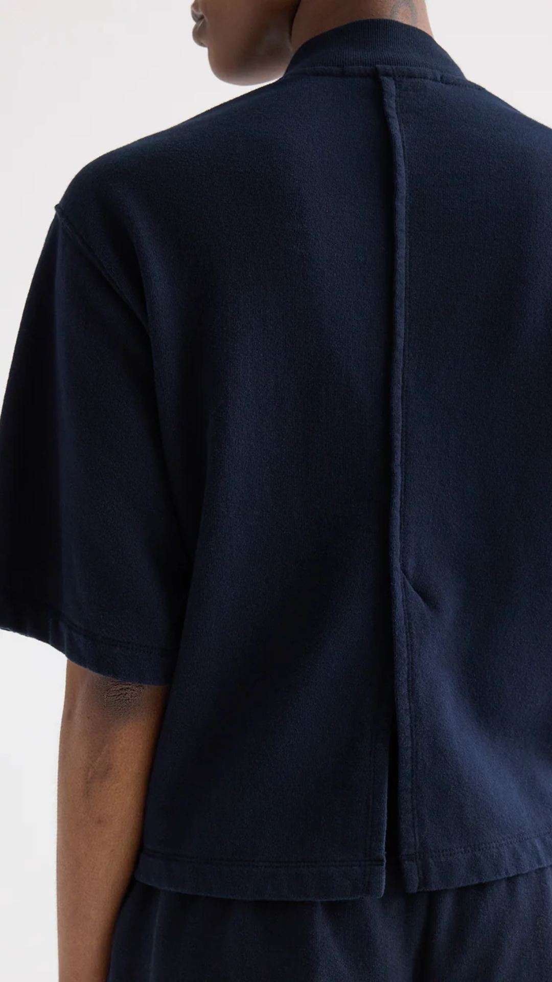 TWP Cropped Mock Neck Tee in Midnight