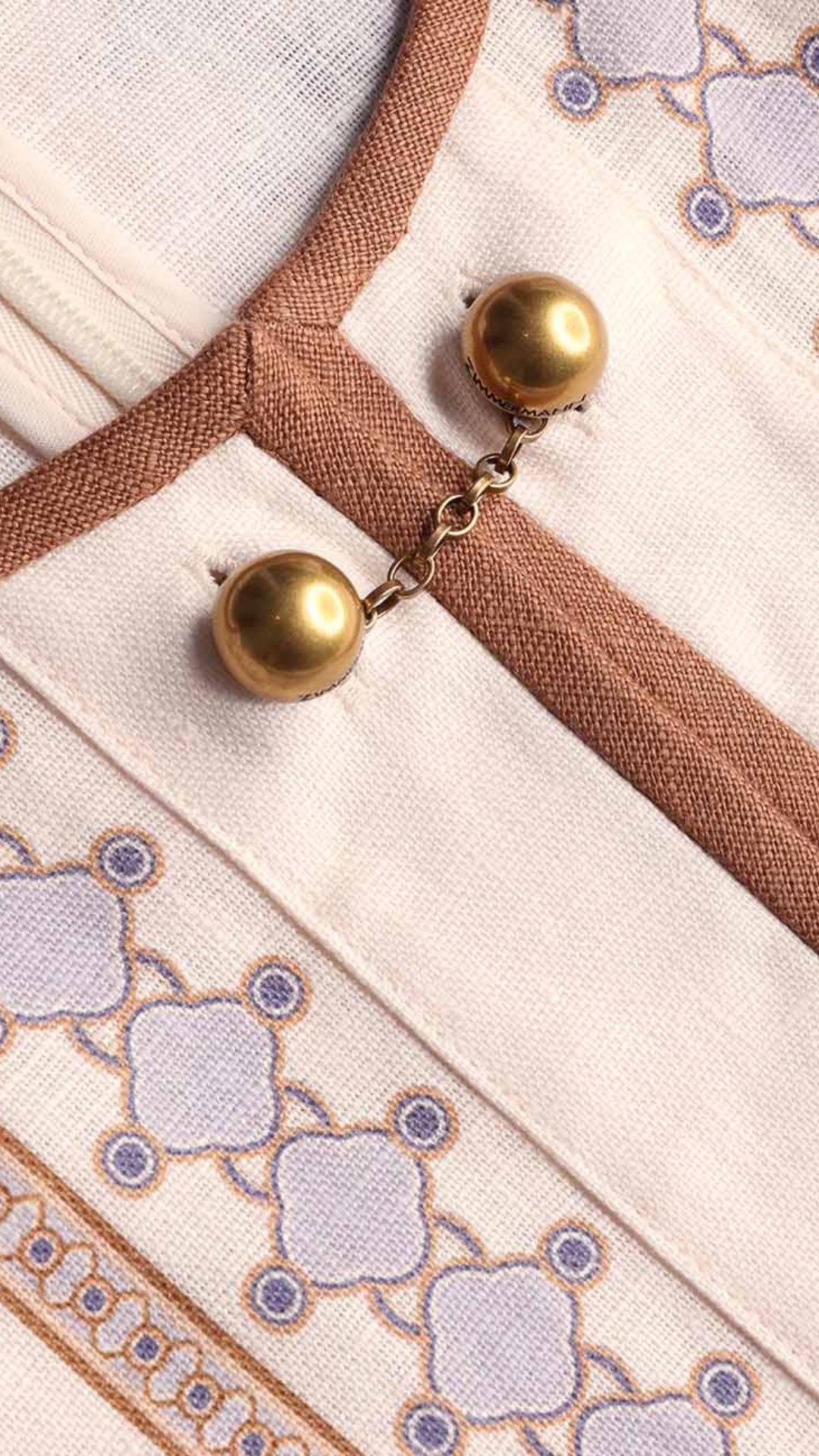 Zimmermann Tunic Mini Dress in Cream/Navy