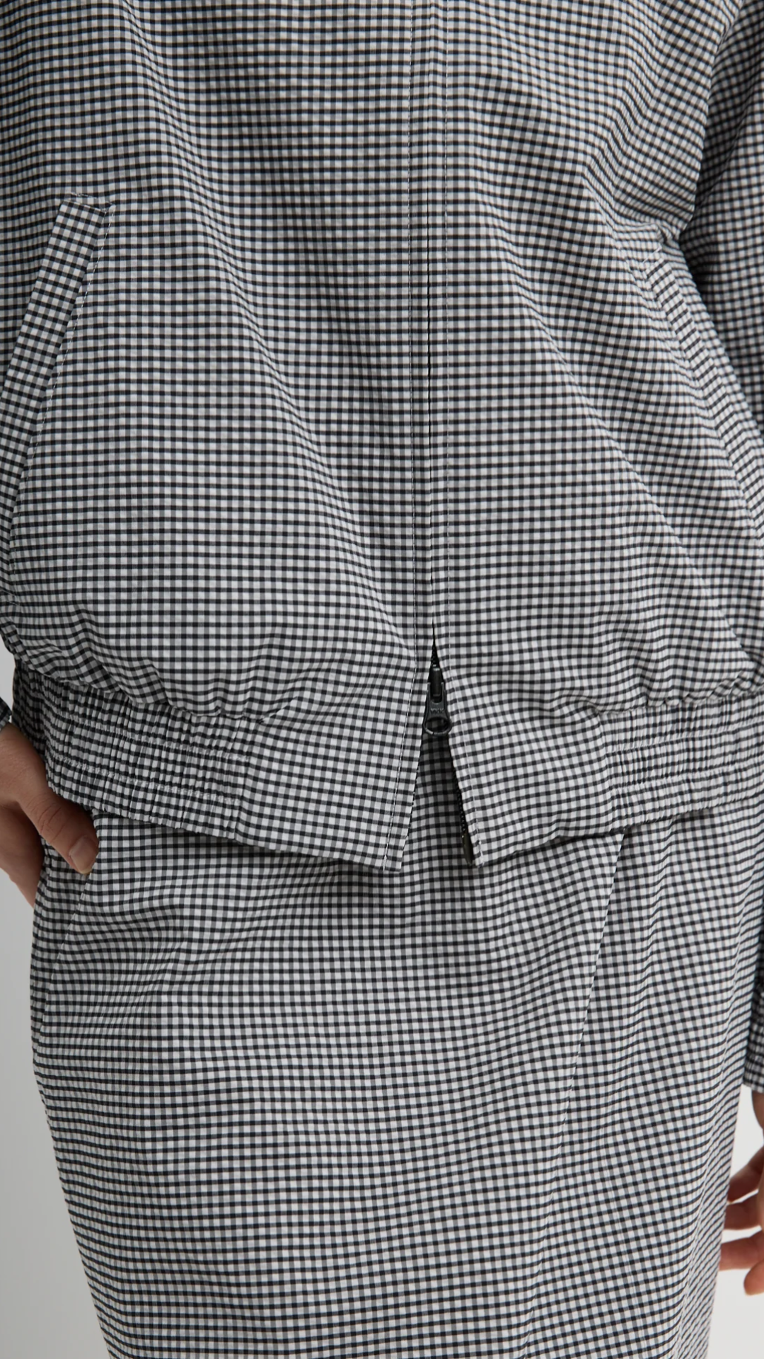 Tibi Gingham Track Jacket in Black/White