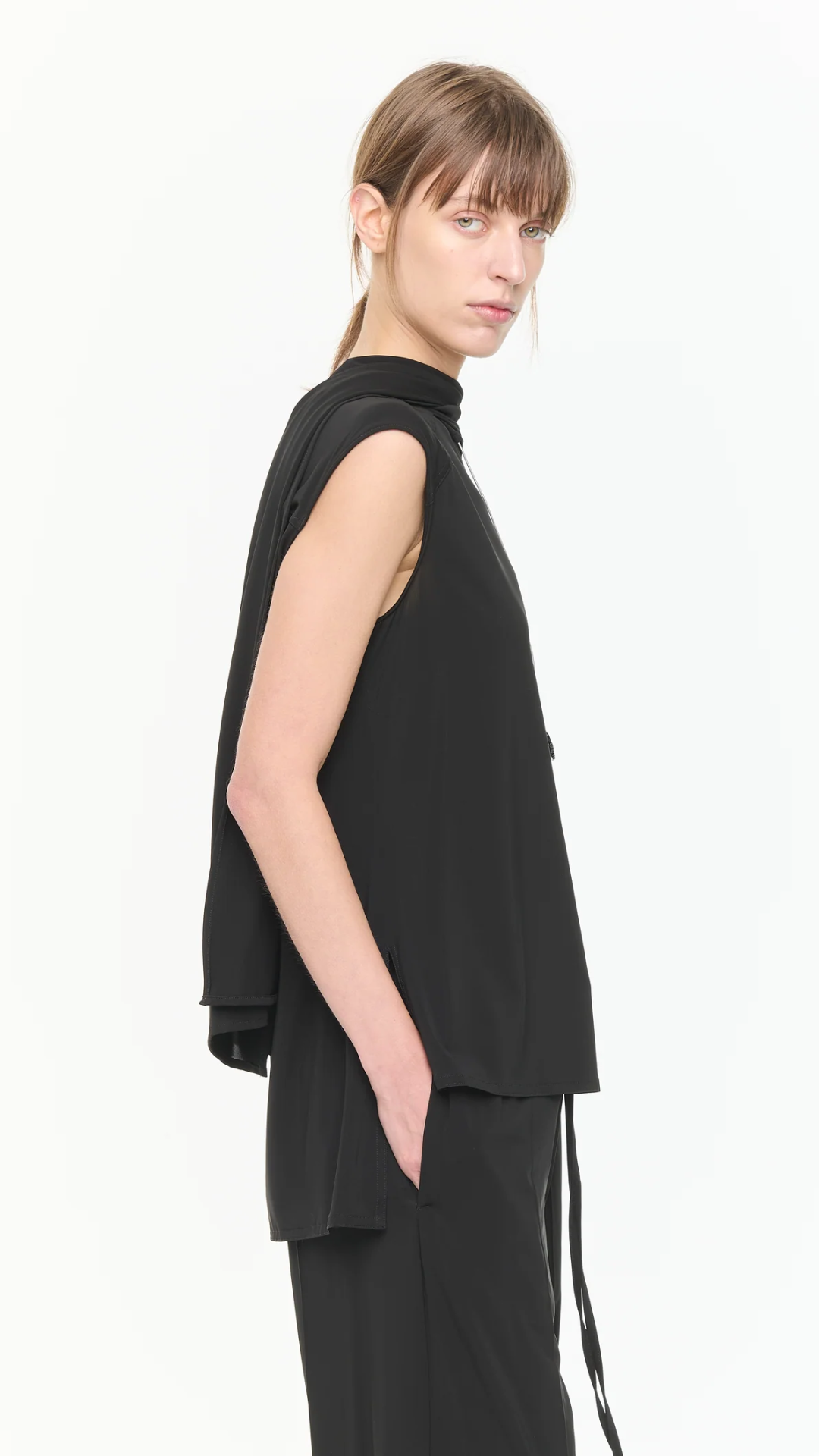 Plan C High Neck Tank Top in Black