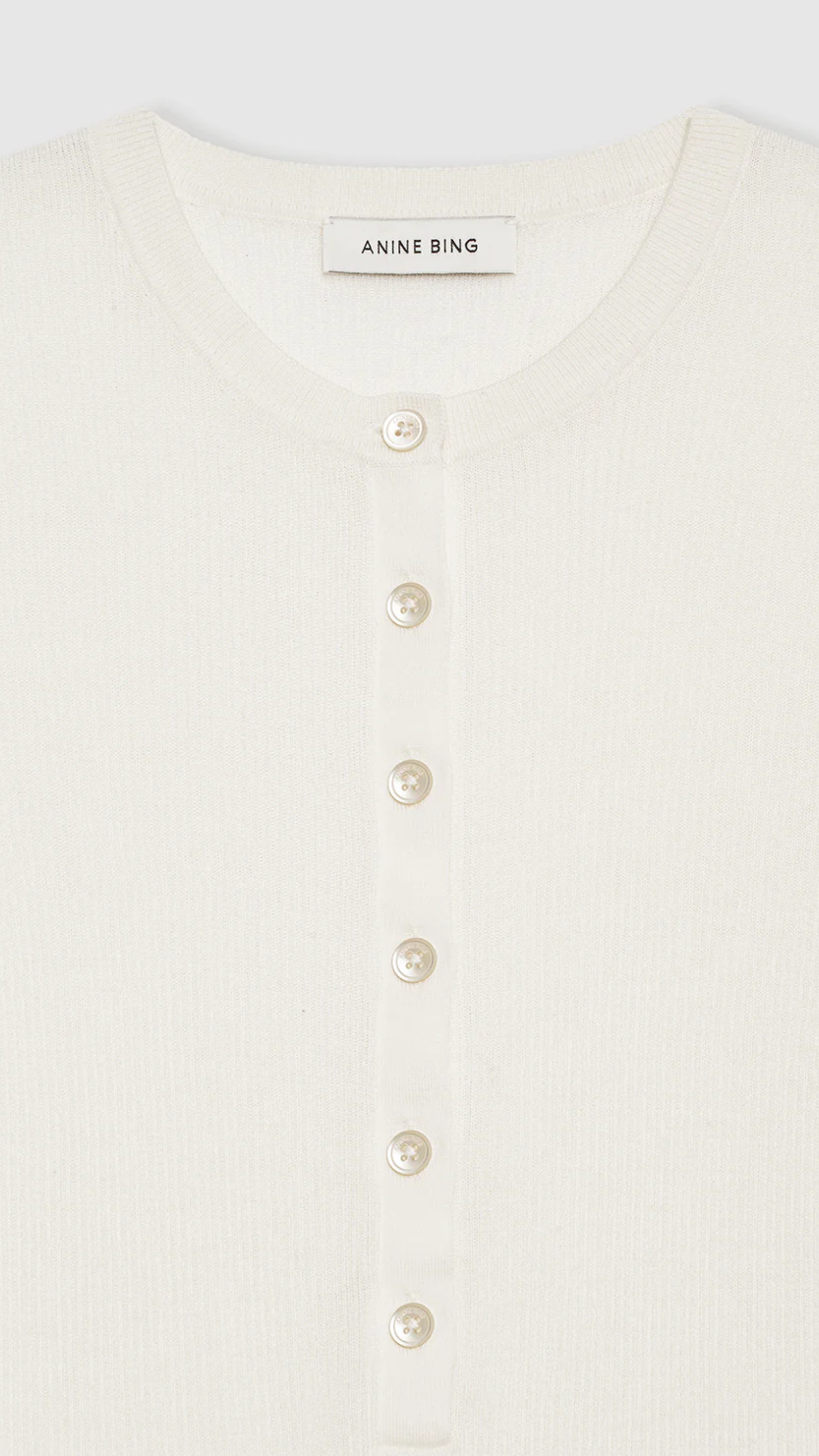 Anine Bing Katrin Long Sleeve Top in Ivory