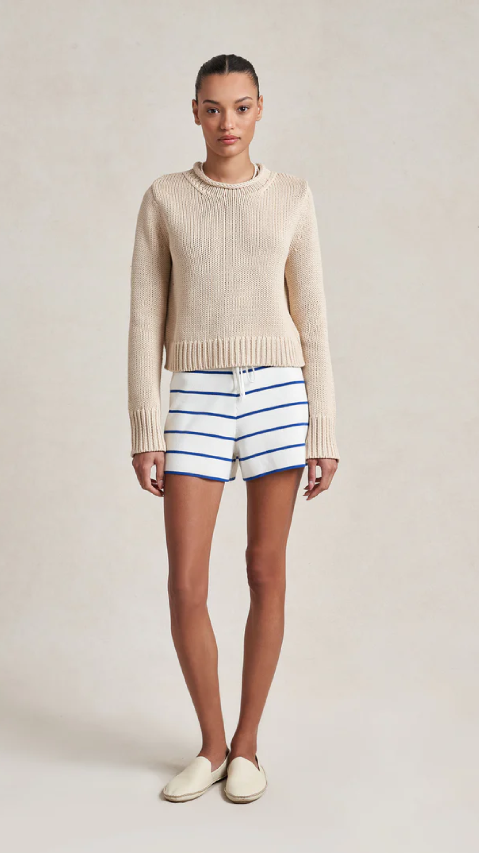 La Ligne Leo Short in Cream/Cobalt