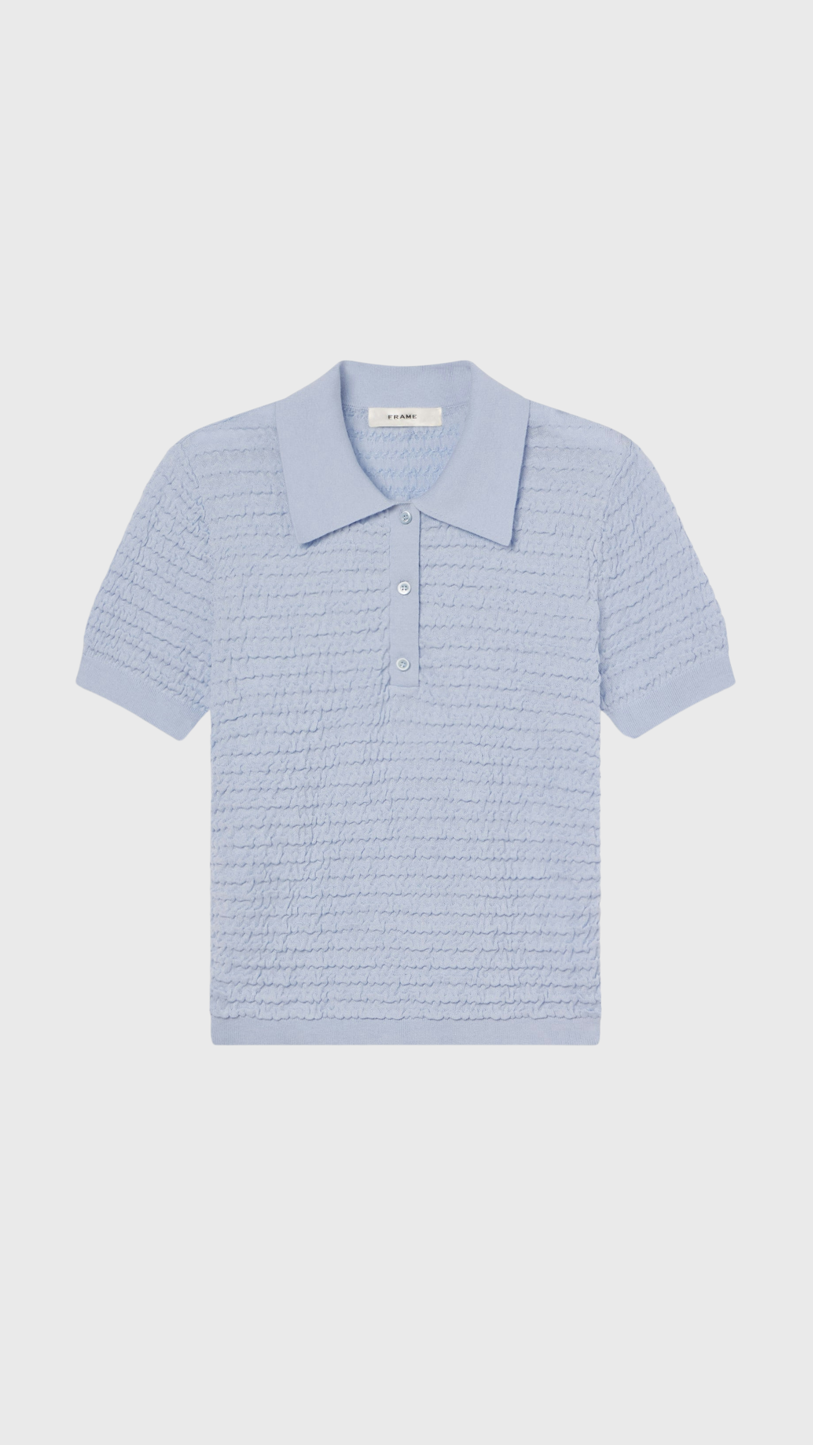 Frame Smocked Polo in Light Chambray