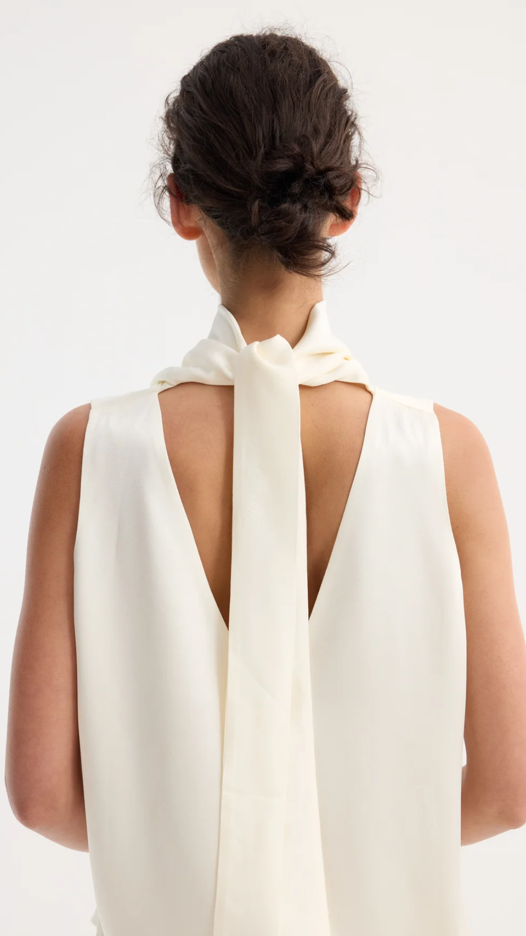 Rohe Sleeveless Draped Satin Top in Cream