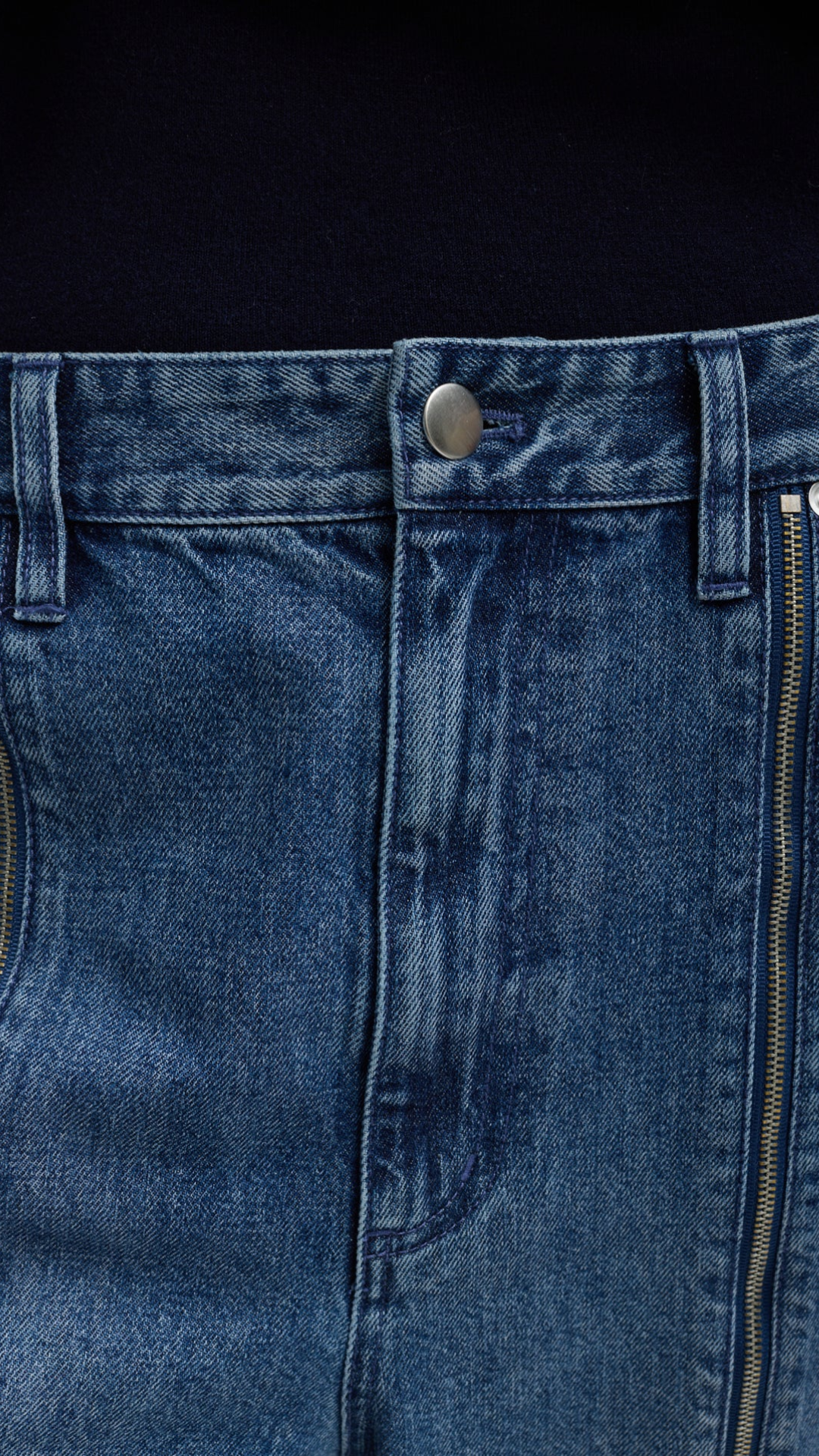 Tibi Zippered Denim Jogger in Classic Blue