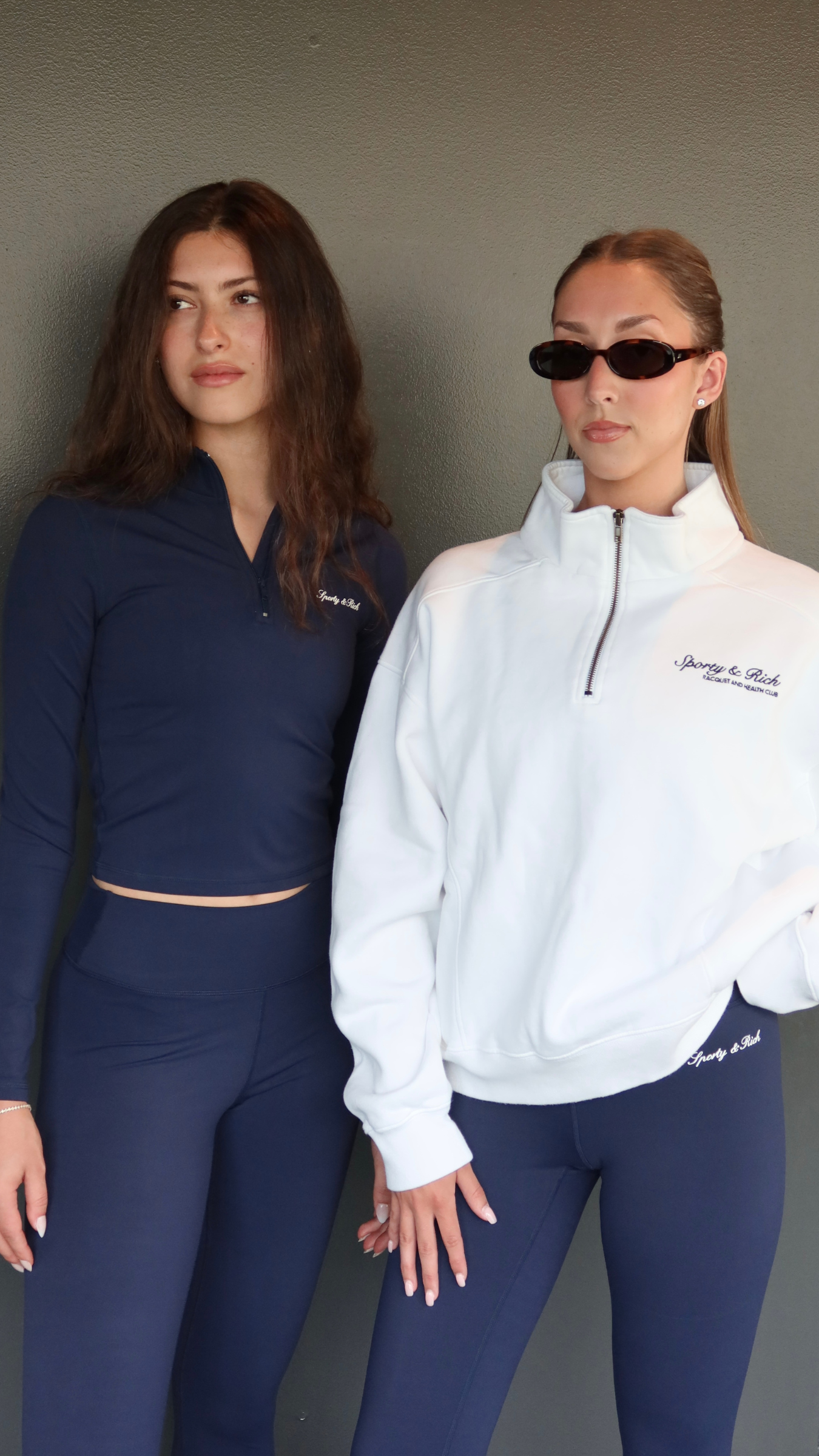 Sporty & Rich Syracuse Embroidered Quarter Zip in White